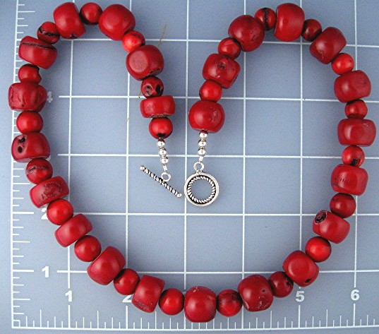 Coral Artist Beads Necklace Sterling Silver Toggle