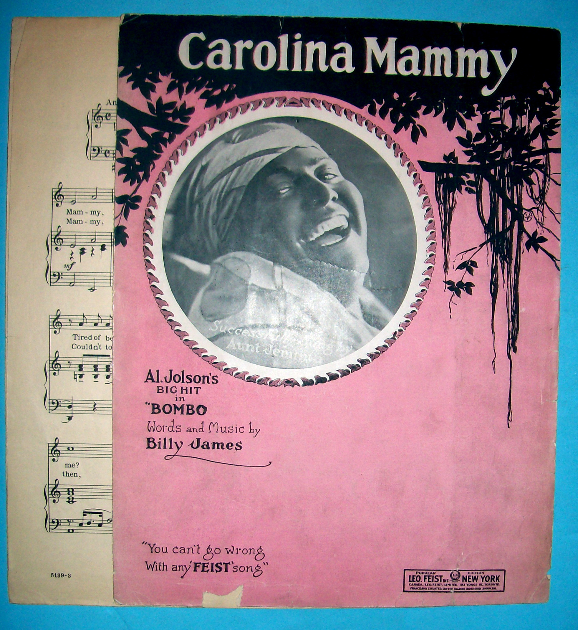 Sheet Music For 1922 Carolina Mammy