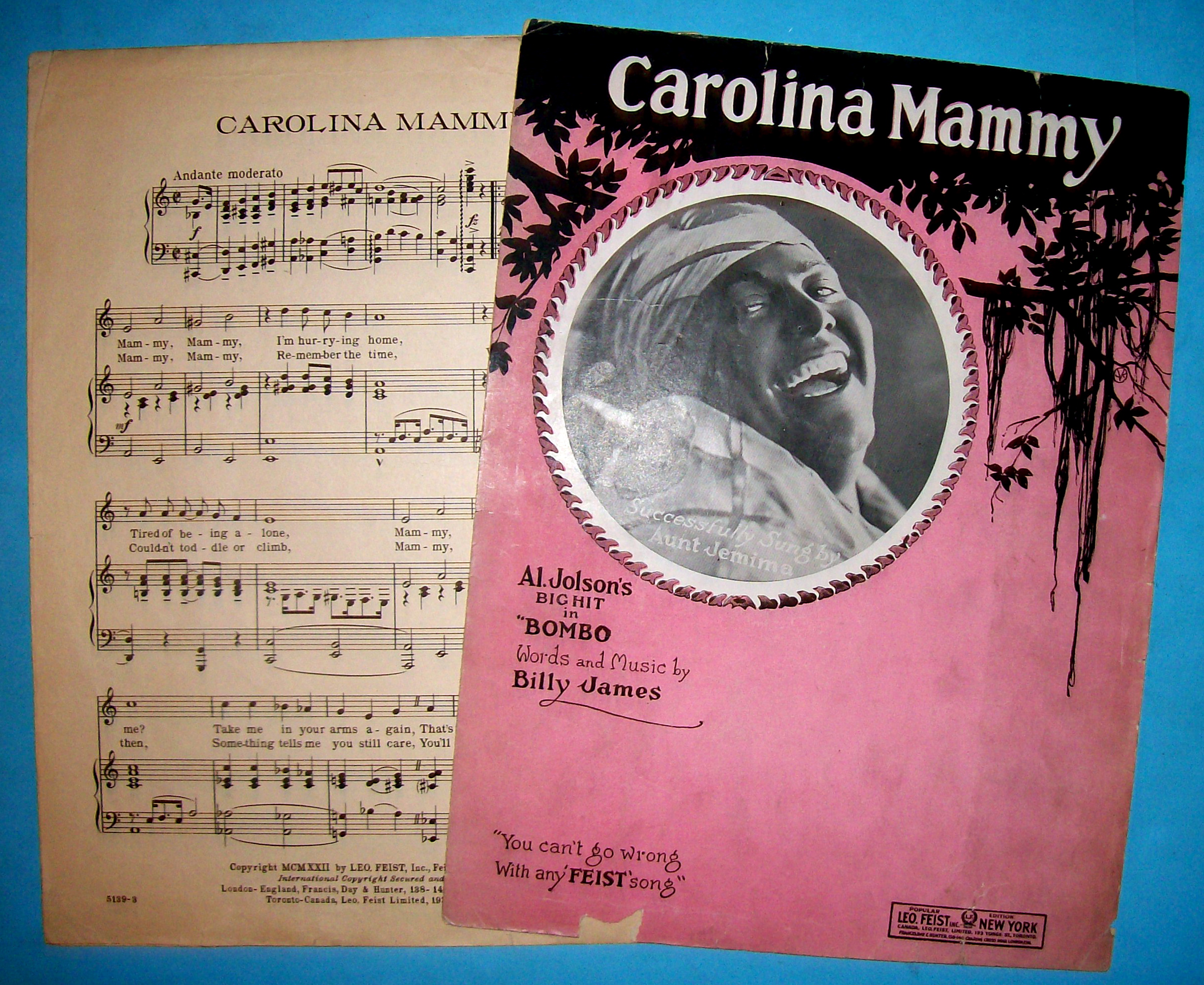 Sheet Music For 1922 Carolina Mammy