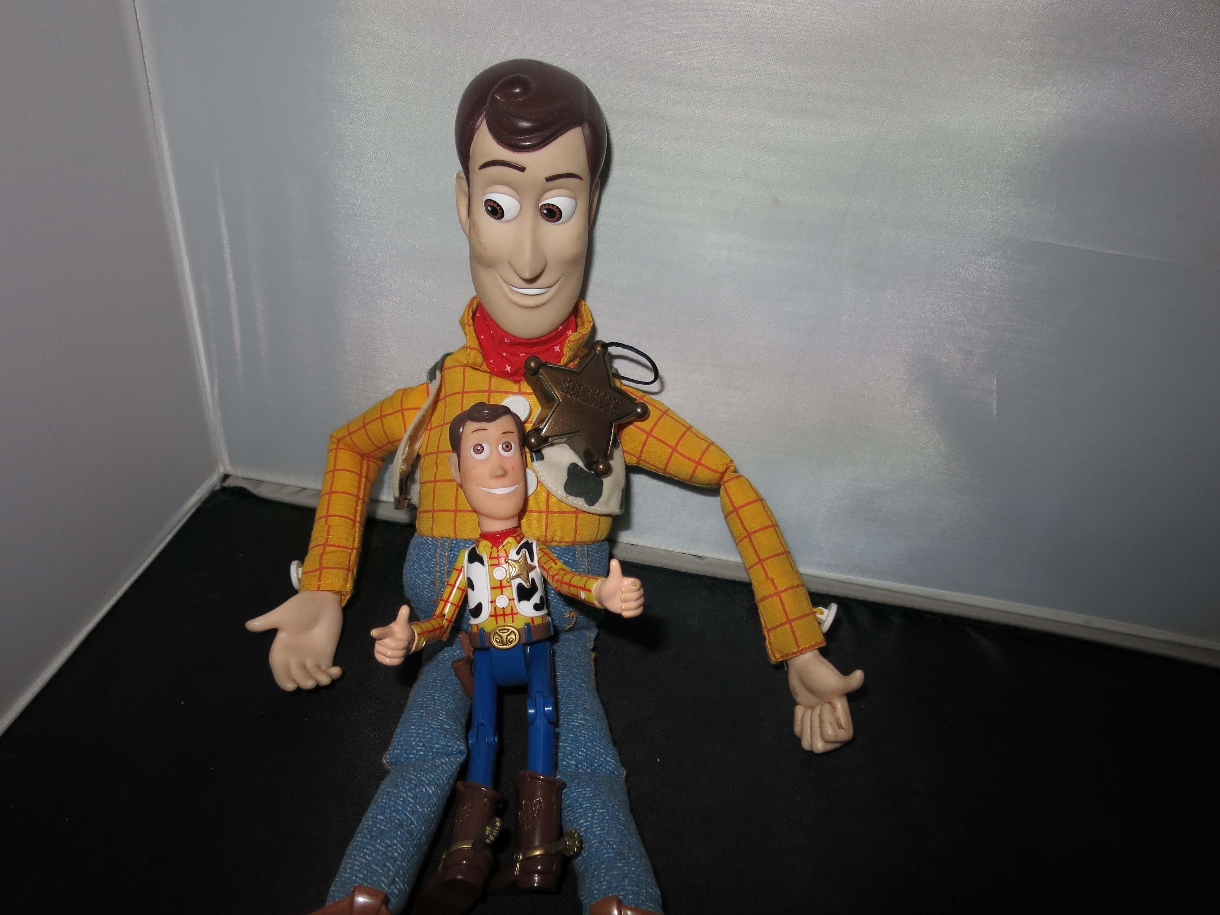 Toy Story Woody Doll set of two 6 1/4 inch and 16 inch no hats