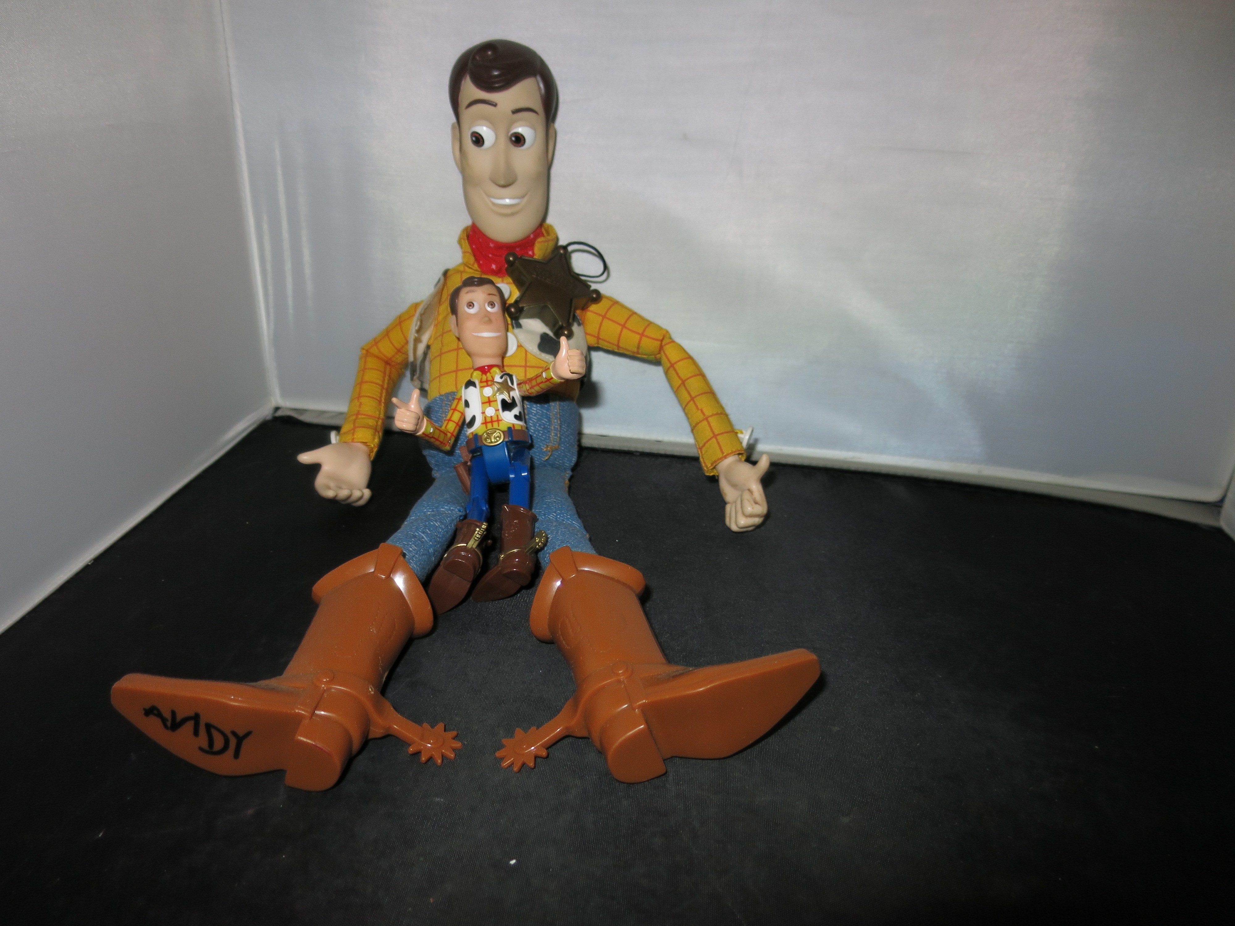 Toy Story Woody Doll set of two 6 1/4 inch and 16 inch no hats