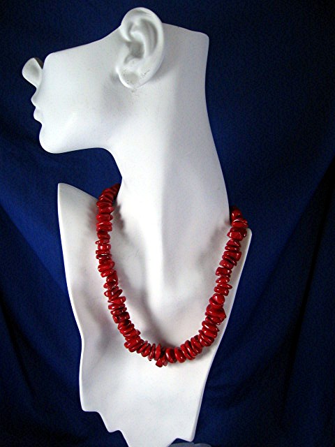 Coral Beads Sterling Silver Toggle Necklace