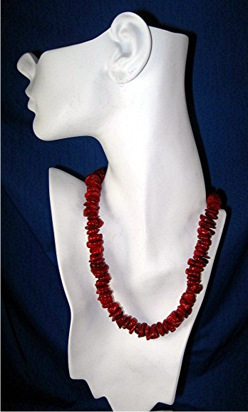 Coral Beads Sterling Silver Toggle Necklace