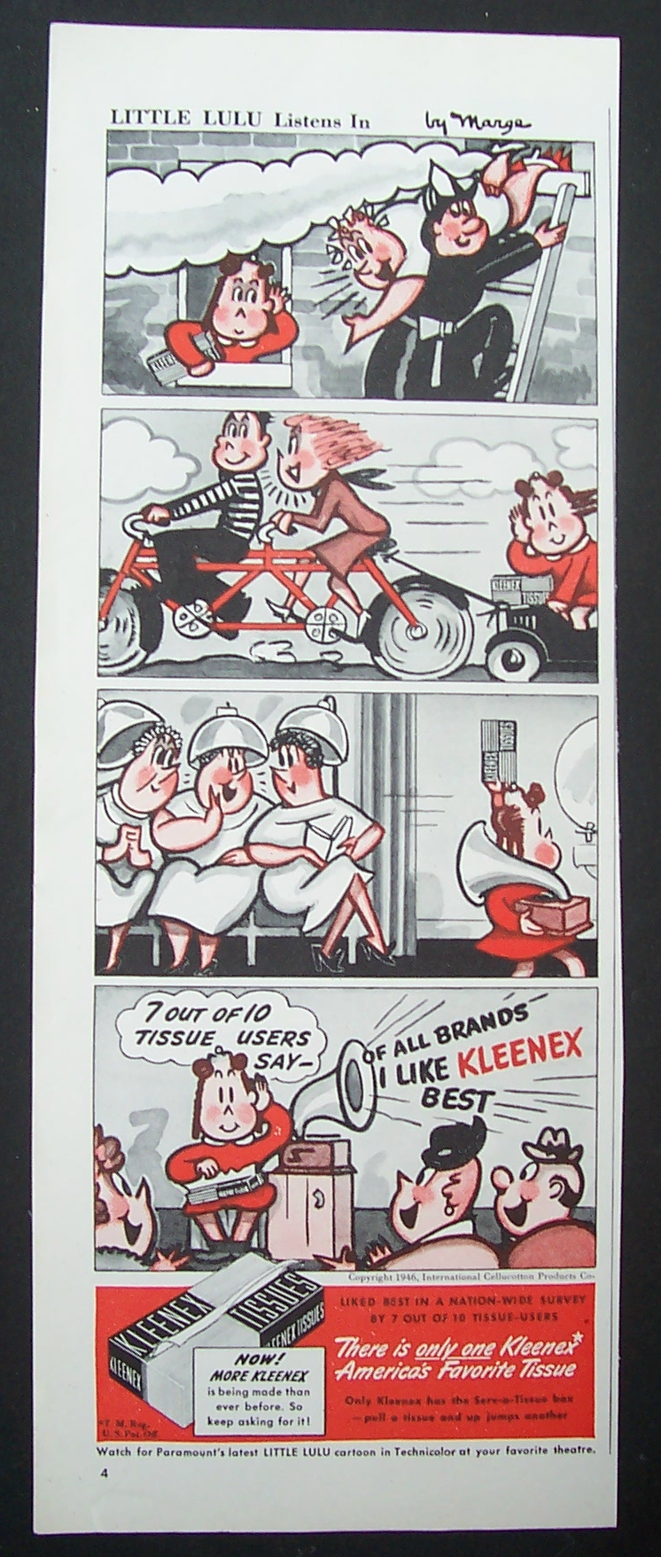 1946 Kleenex Tissues with Little Lulu Cartoon