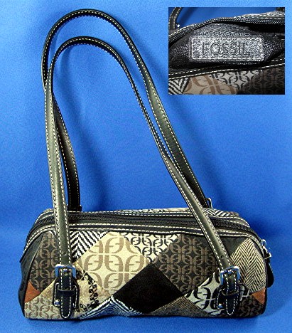 Fossil Leather and Microfibre Patch Look Handbag