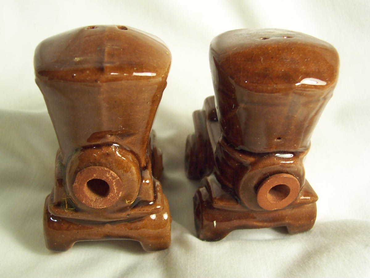 Antique Car Salt and Pepper Shakers Red Clay