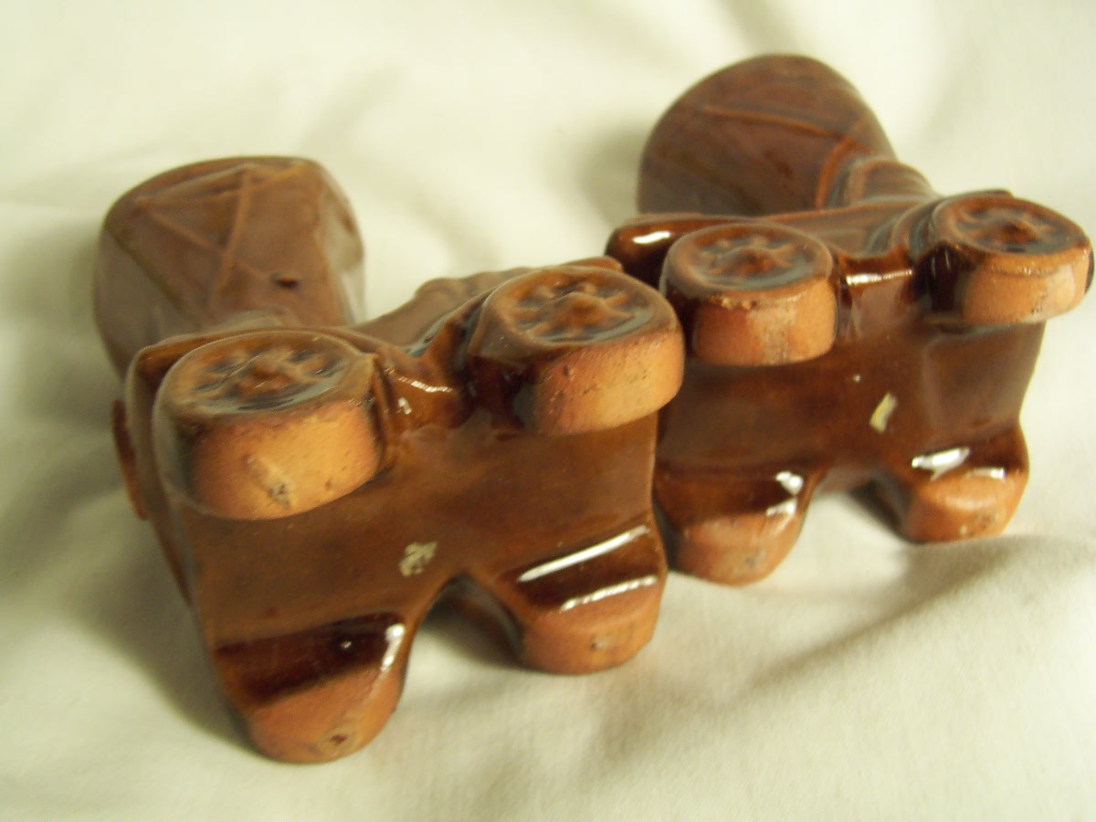 Antique Car Salt and Pepper Shakers Red Clay