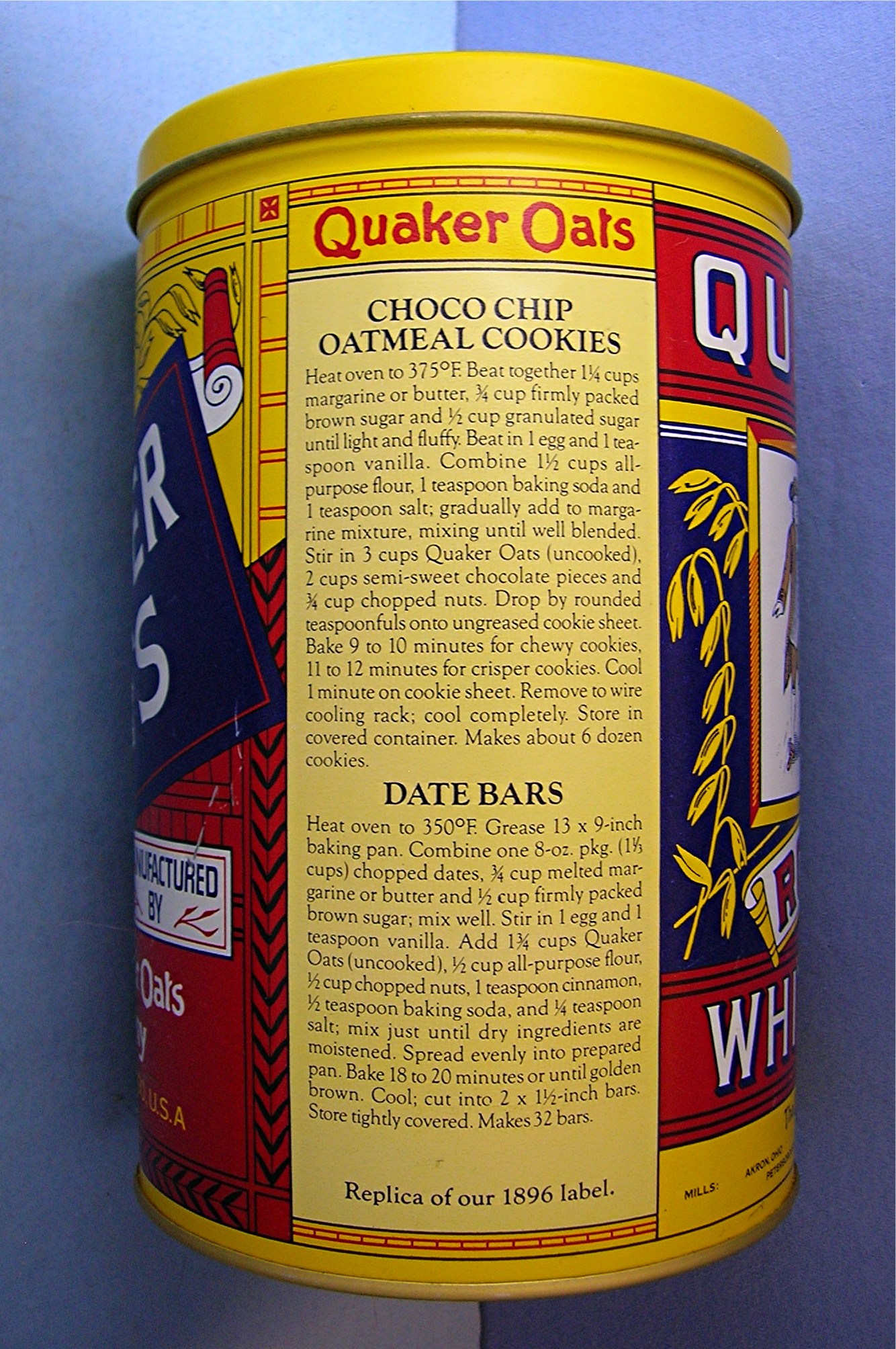 QUAKER OATS CANISTER TIN 1984, Limited Edition . . .