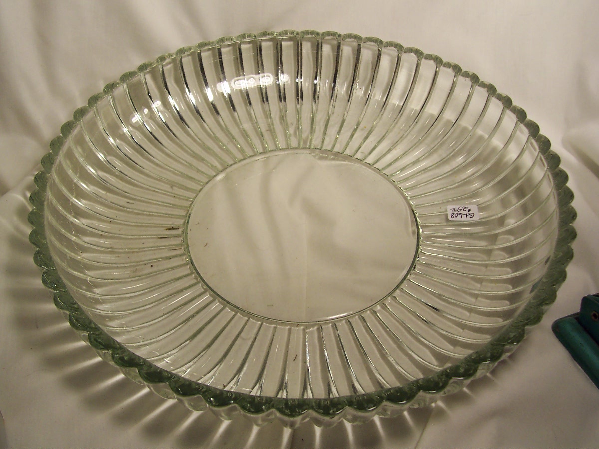 Pressed Glass Large Serving or Salad Bowl