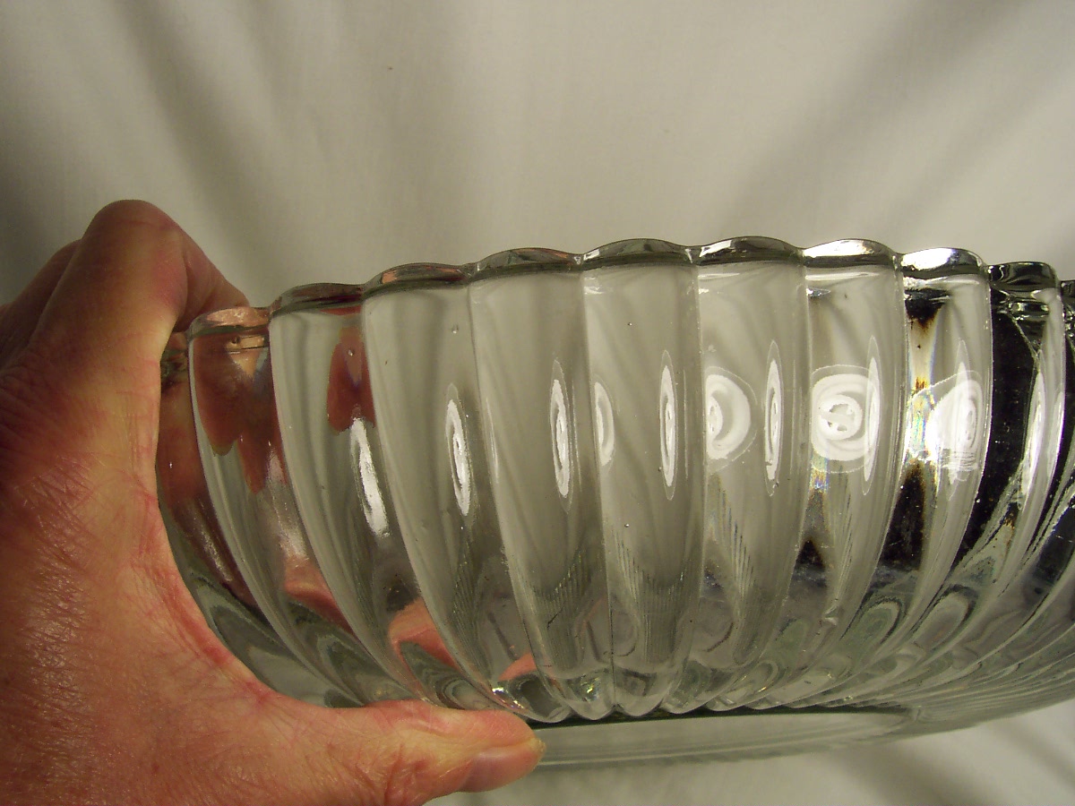 Pressed Glass Large Serving or Salad Bowl