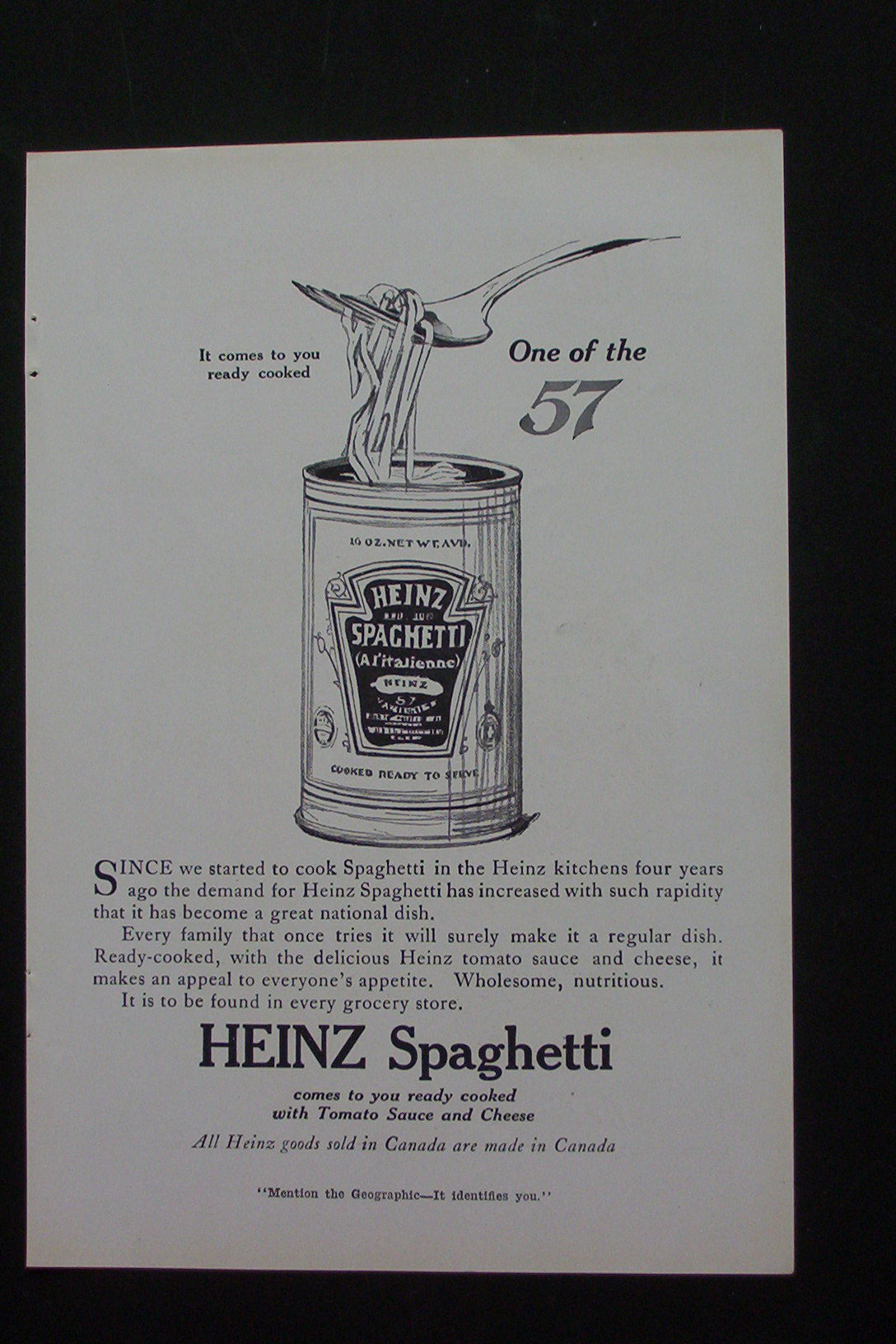 1916 Heinz Spaghetti with Spaghetti on a Fork
