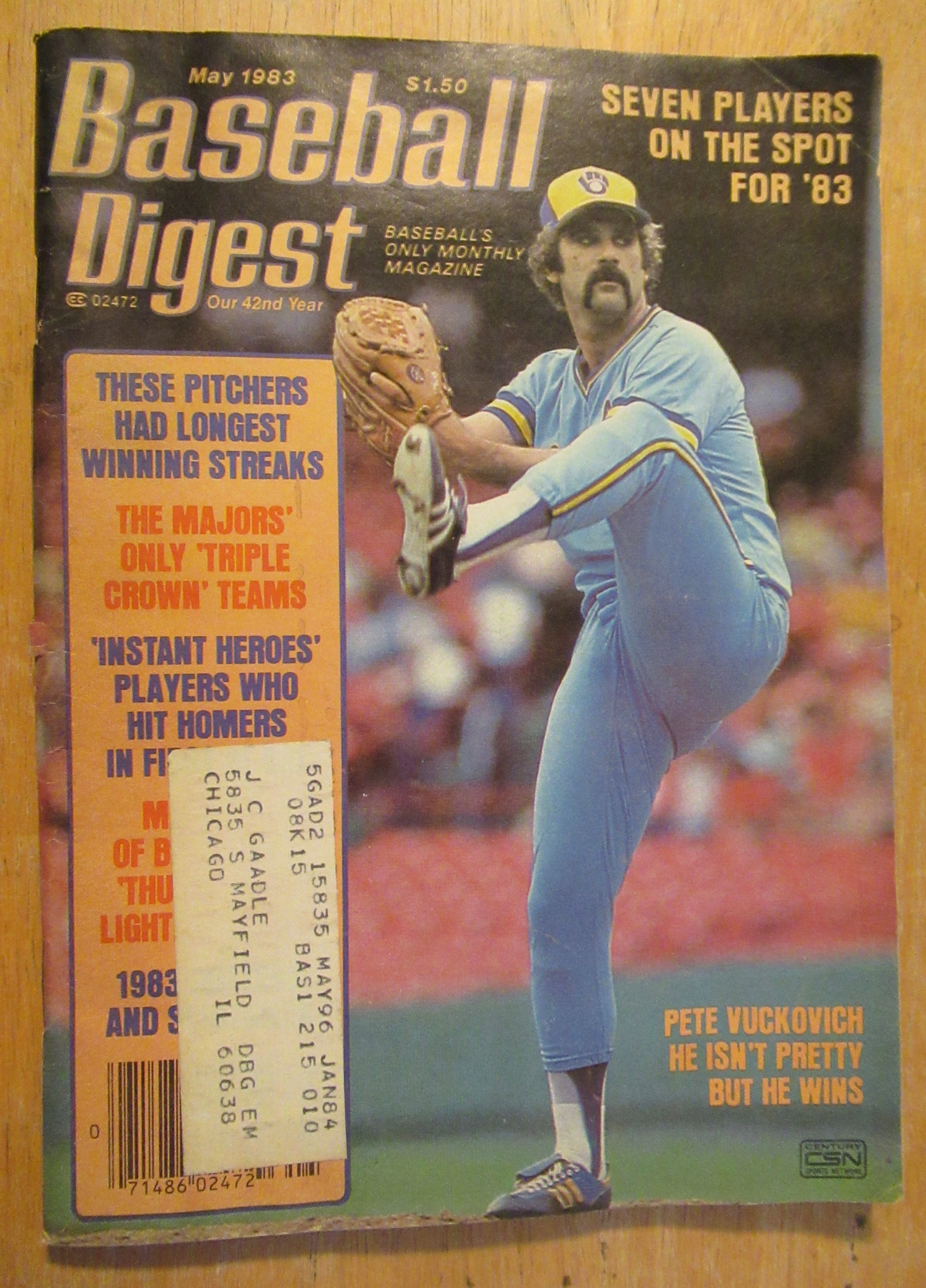 Baseball Digest Magazine May 1983 Pete Vuckovich