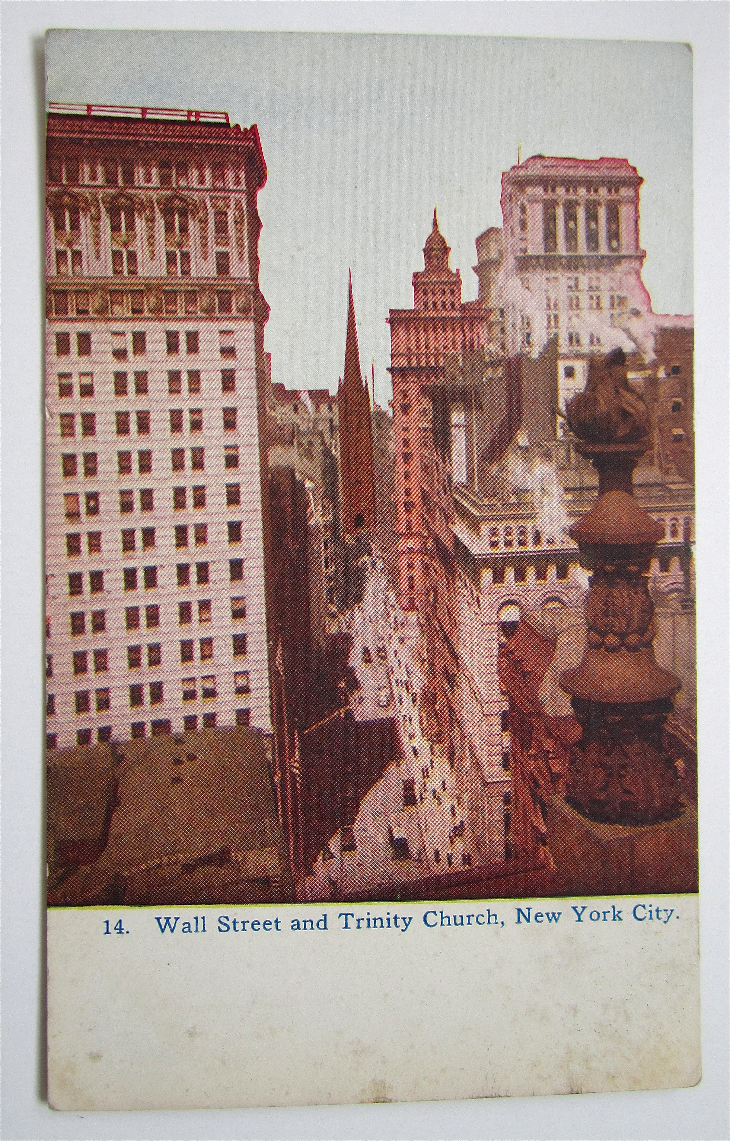Wall Street And Trinity Church, New York City Postcard
