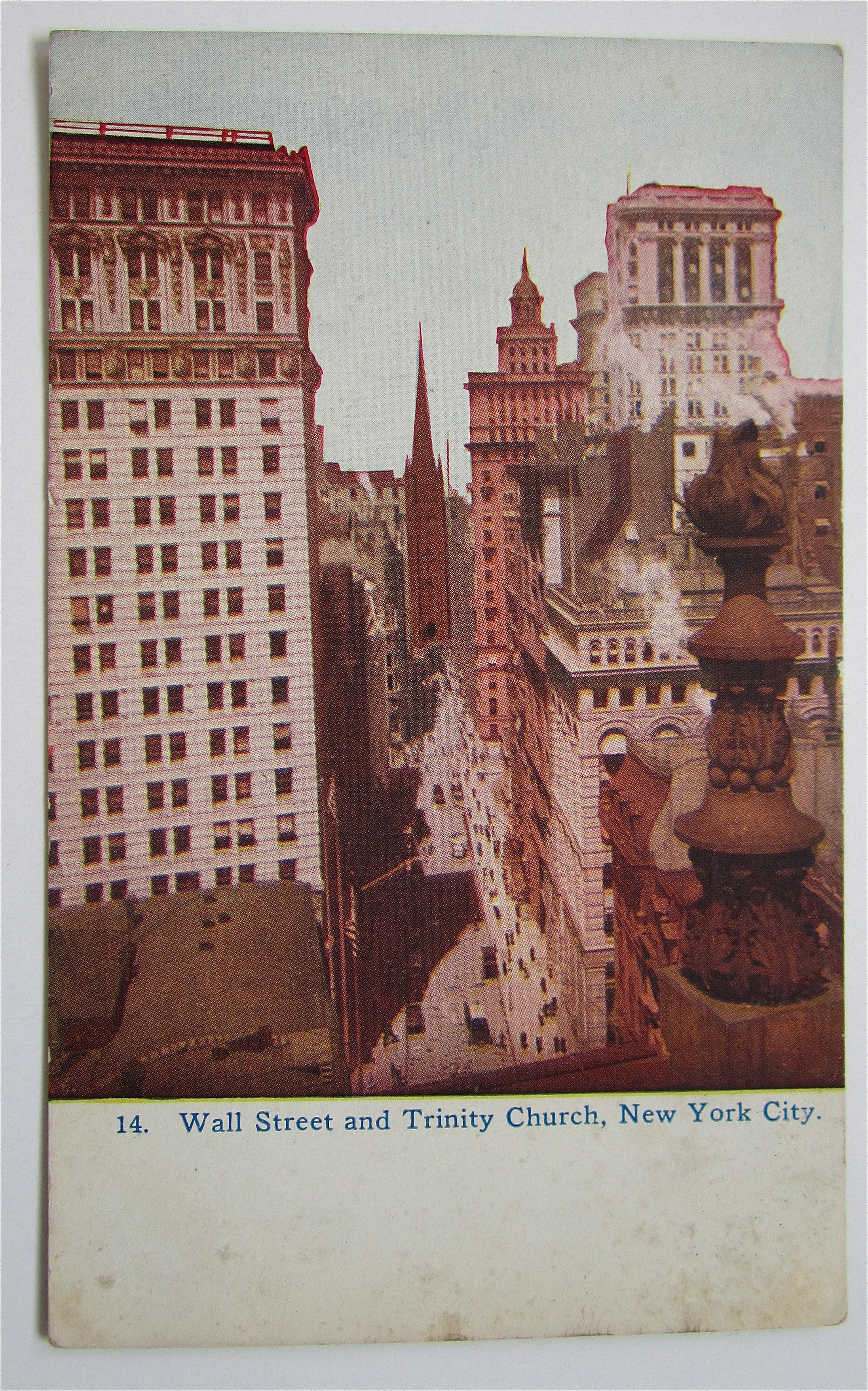 Wall Street And Trinity Church, New York City Postcard