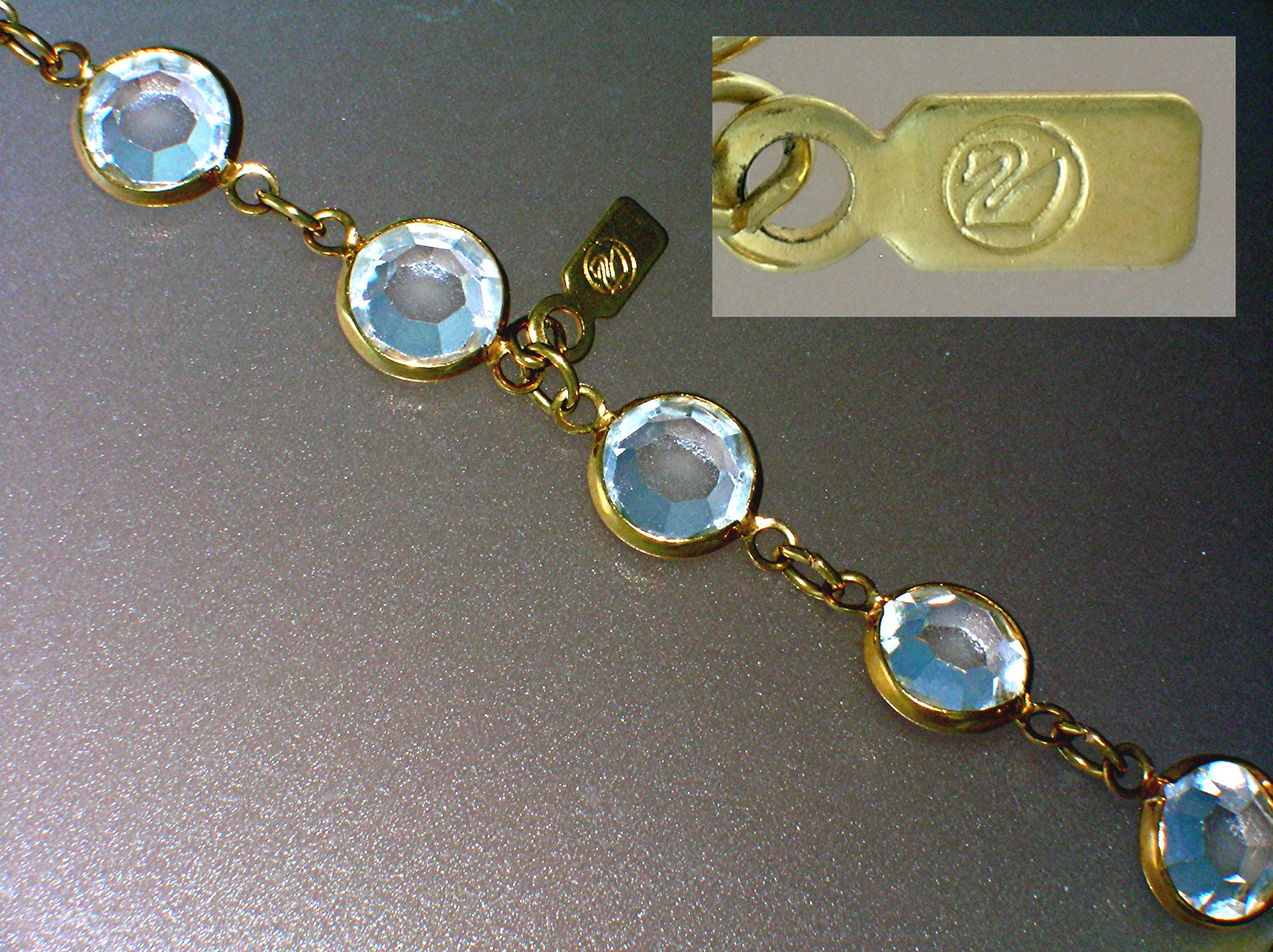 Necklace  Swarovski Crystal Goldtone Chain 34 Inch