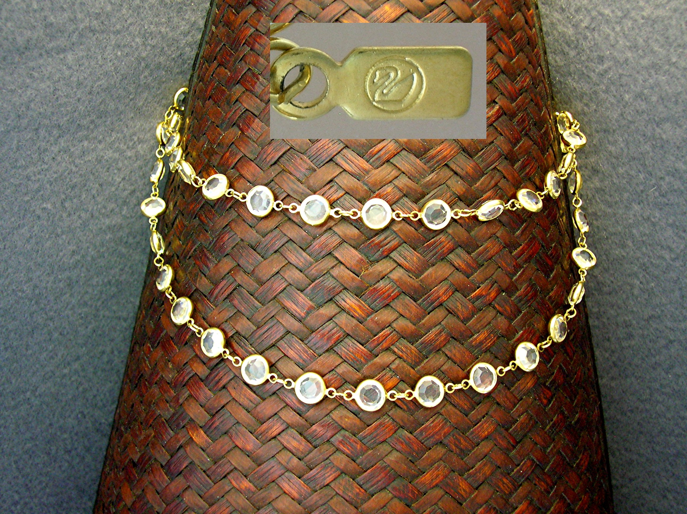Necklace  Swarovski Crystal Goldtone Chain 34 Inch