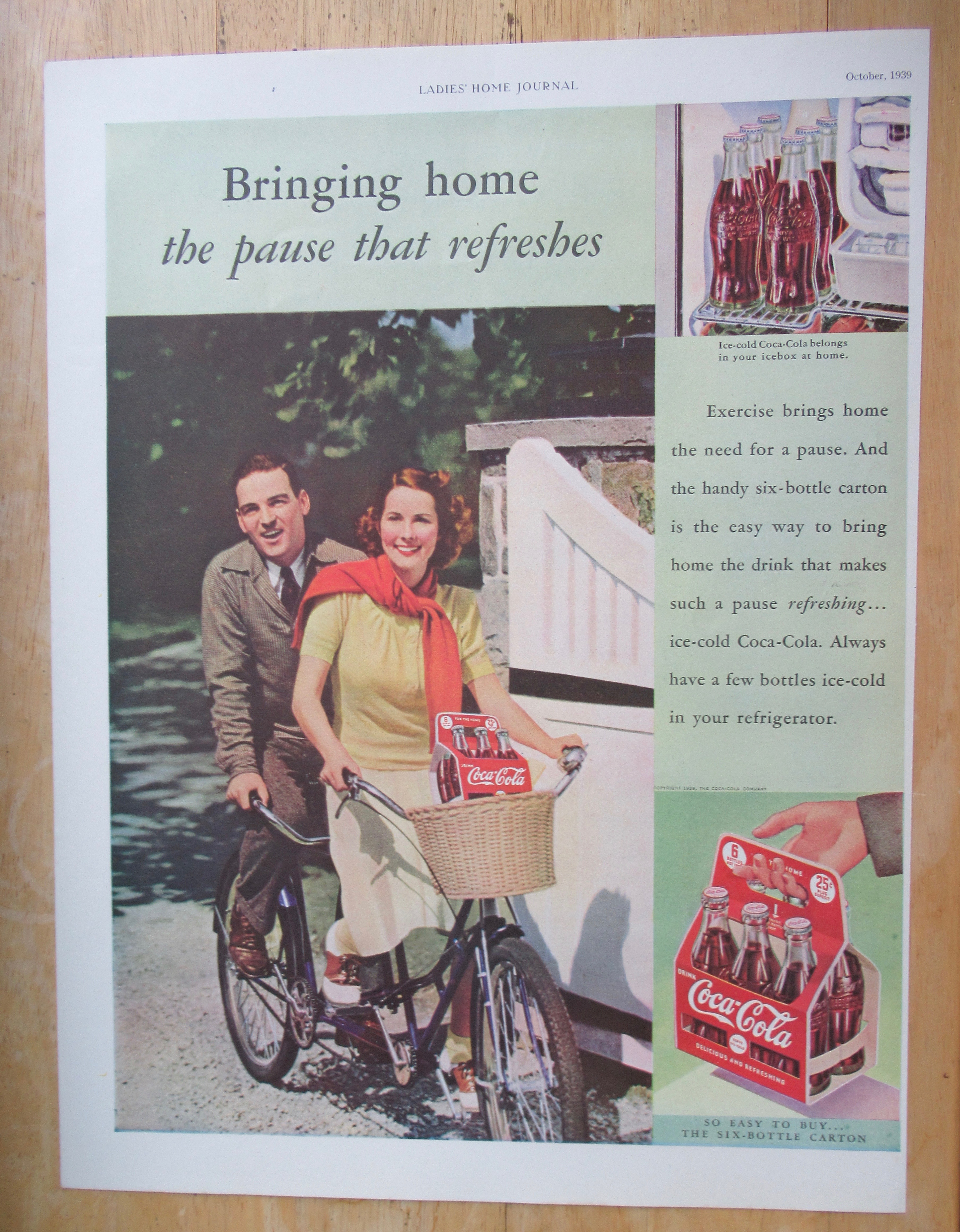 1939 Coca Cola (Coke) with Man & Woman Riding A Bike
