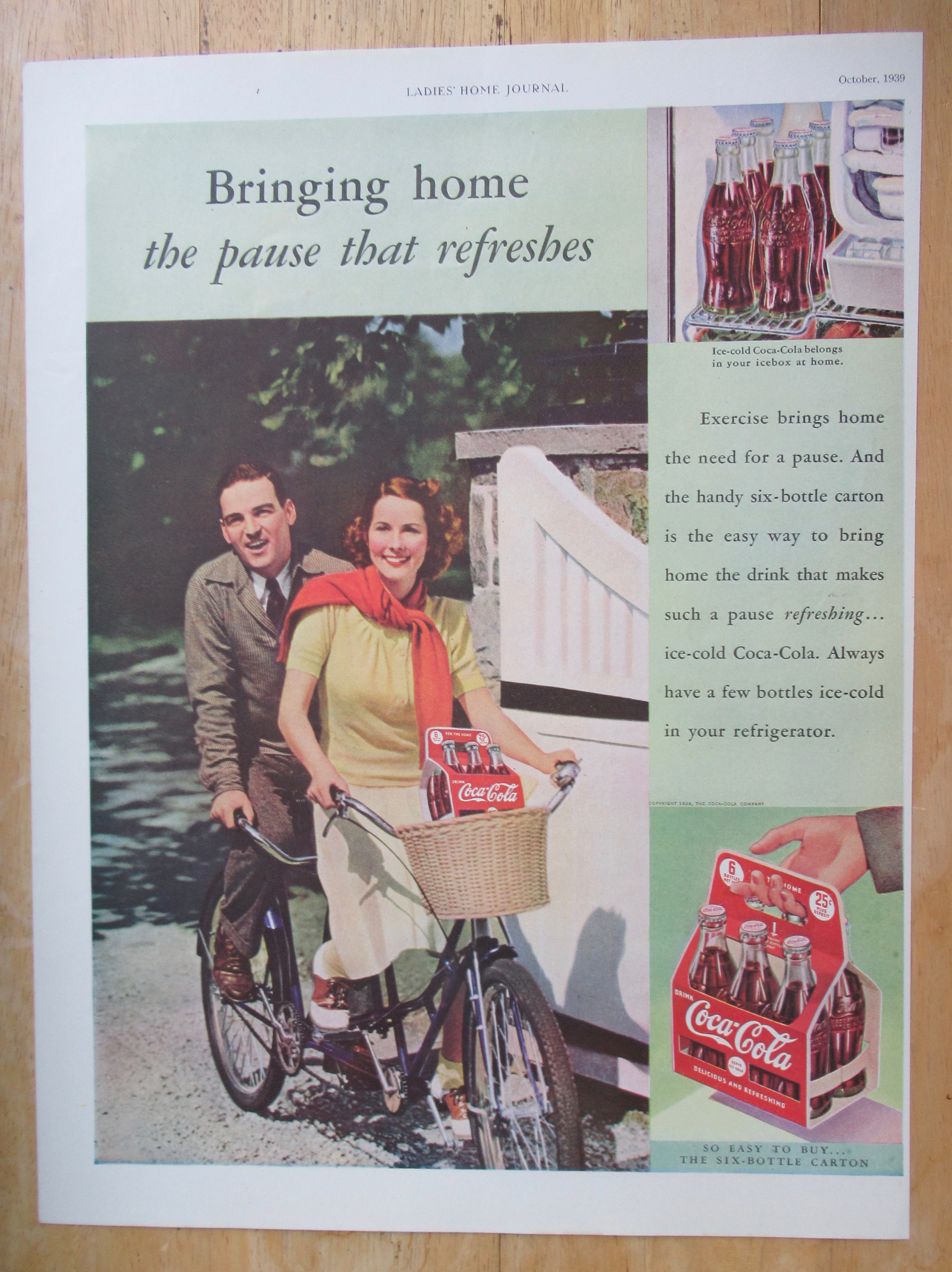 1939 Coca Cola (Coke) with Man & Woman Riding A Bike