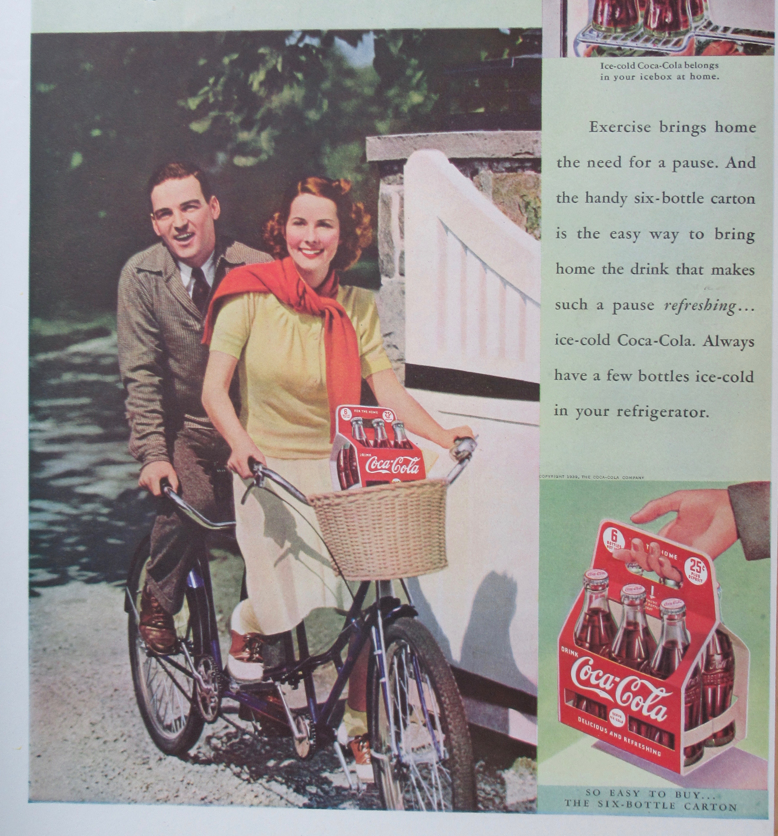 1939 Coca Cola (Coke) with Man & Woman Riding A Bike