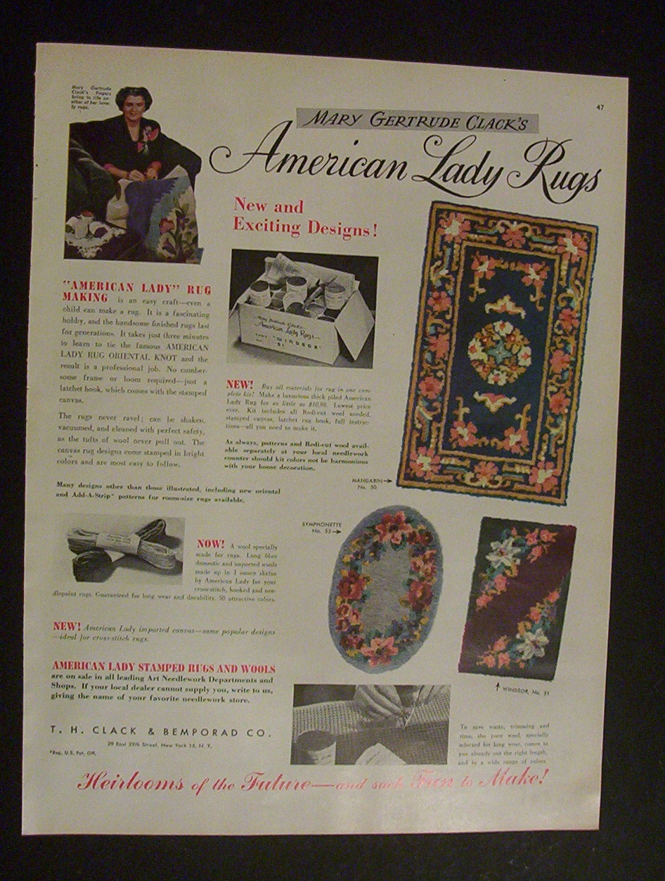 1950 Mary Gertrude Clack's American Lady Rugs