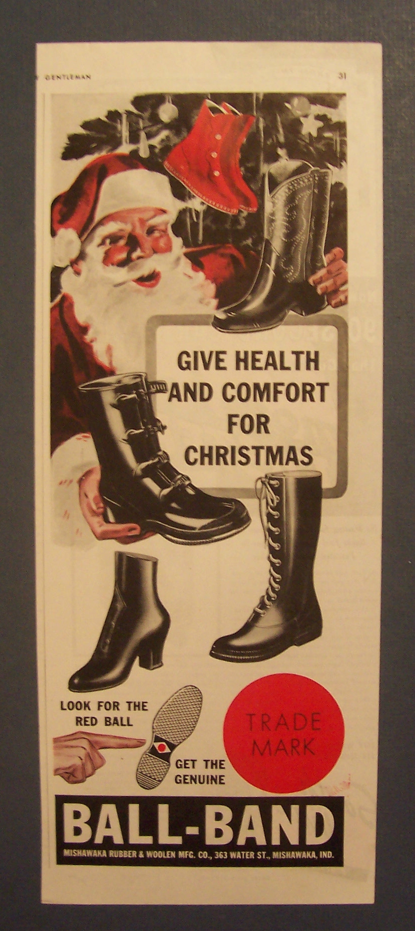 1941  Ball - Band  Boots  with  Santa  Claus