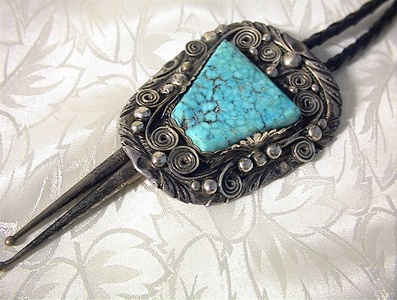Navajo RAY YAZZIE Sterling Silver Turquoise Buckle & Bo