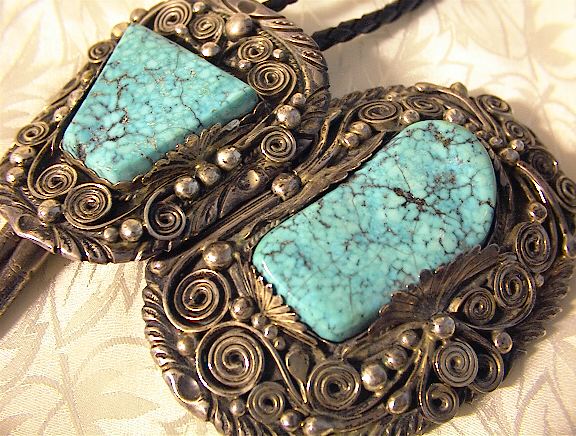 Navajo RAY YAZZIE Sterling Silver Turquoise Buckle & Bo