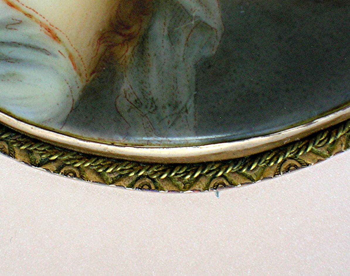 Brooch Cameo  Porcelain Pinchbeck Gold Signed 3 inch