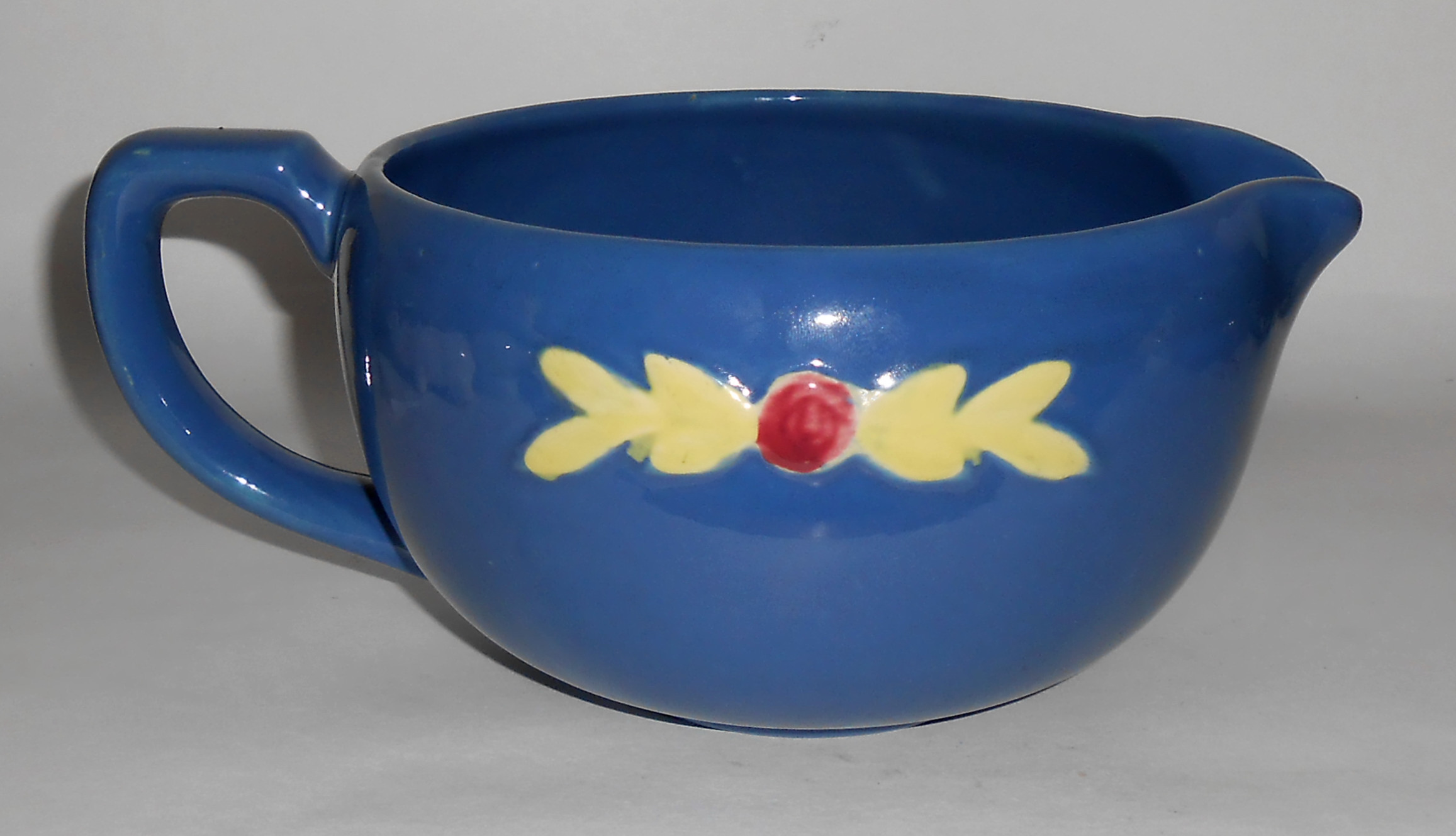 Coors Pottery Rosebud Blue Medium Handled Batter Bowl!