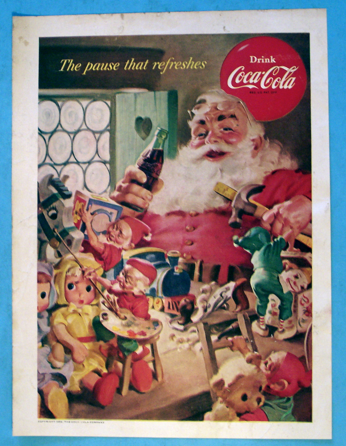 1953 Coca Cola (Coke) with Santa Claus Holding Bottle