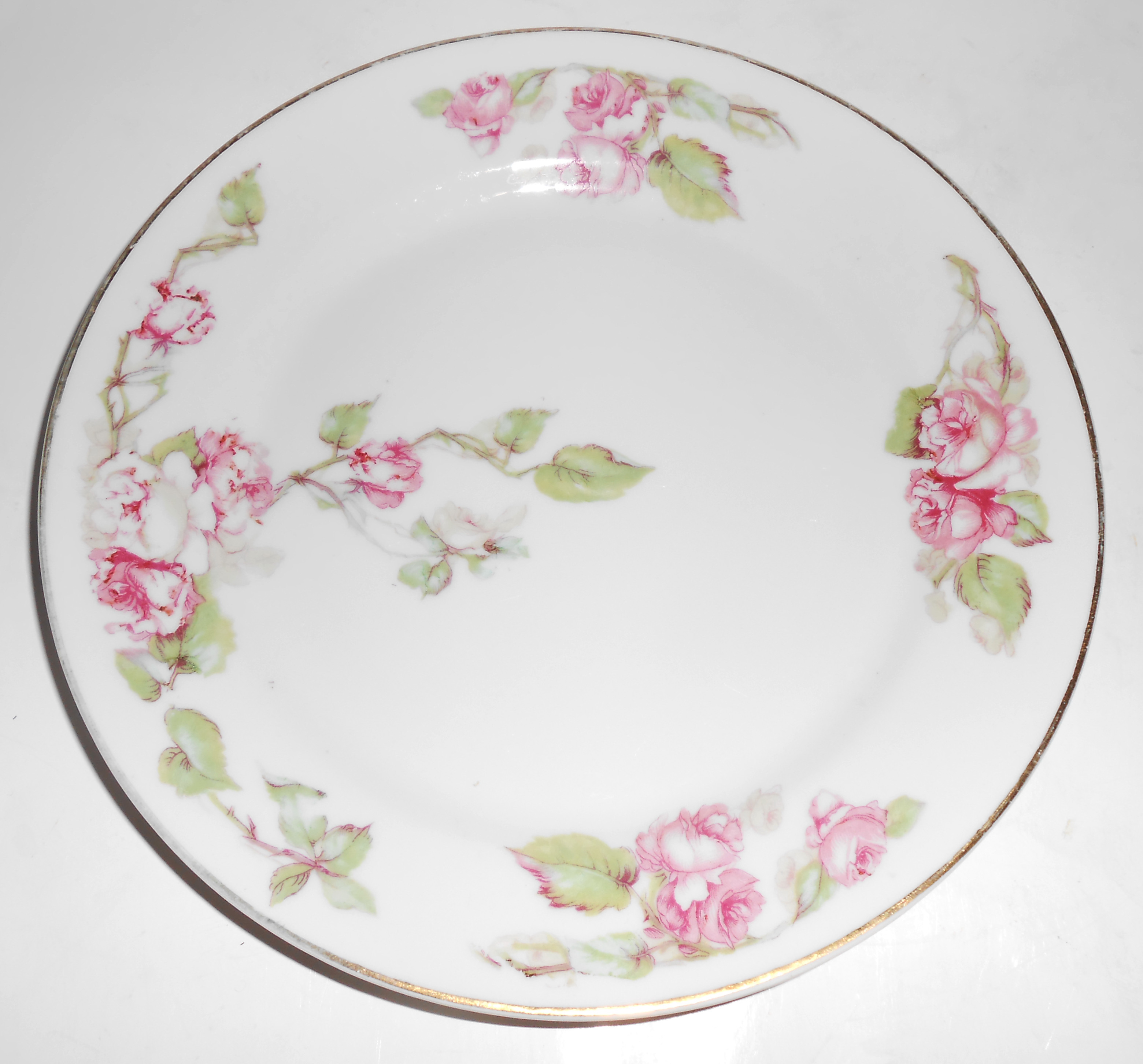 Z S & Co Bavaria Porcelain Pink Roses W/Gold Dessert Pl
