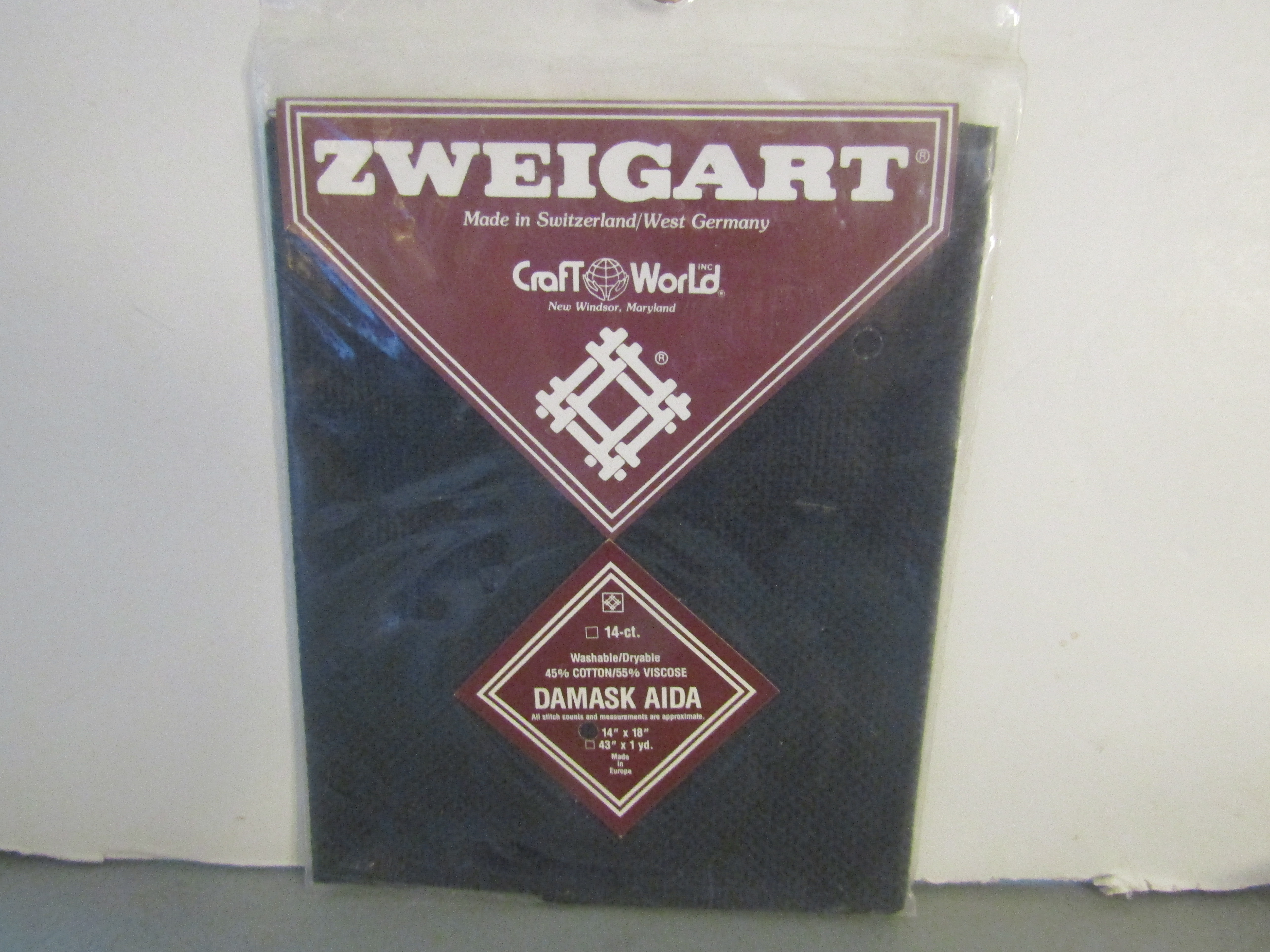 Vintage Zweigart Black Damask Aida Cloth