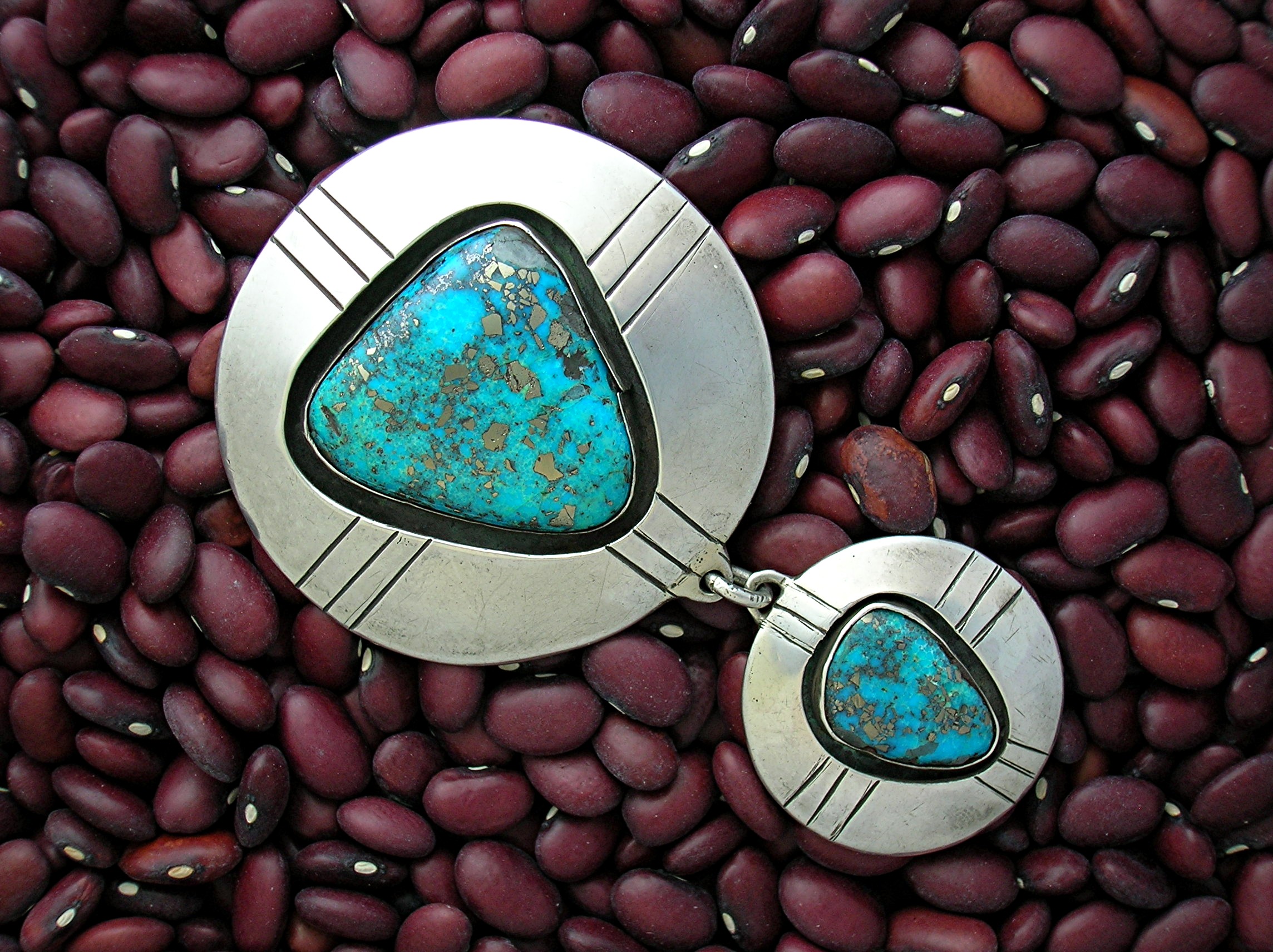 Pendant Morency Turquoise Silver Double Drop