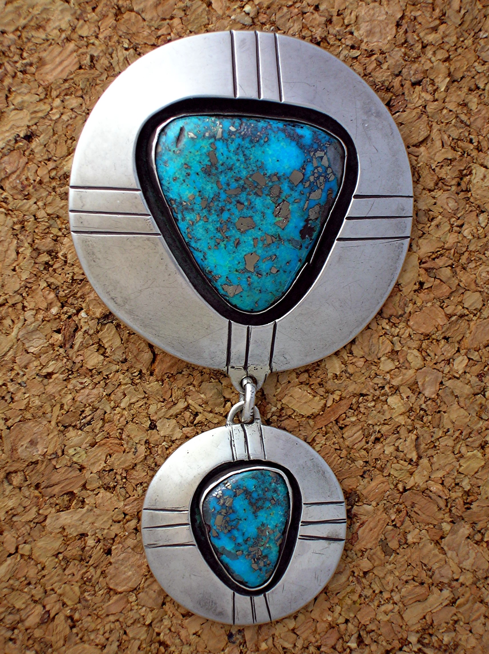 Pendant Morency Turquoise Silver Double Drop