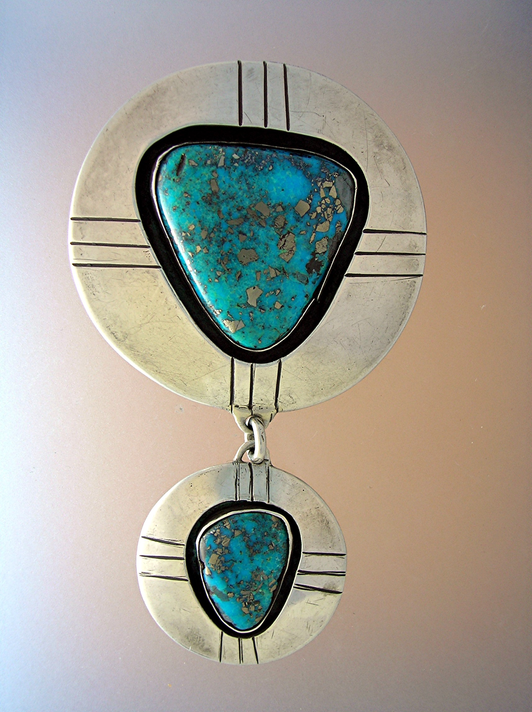 Pendant Morency Turquoise Silver Double Drop
