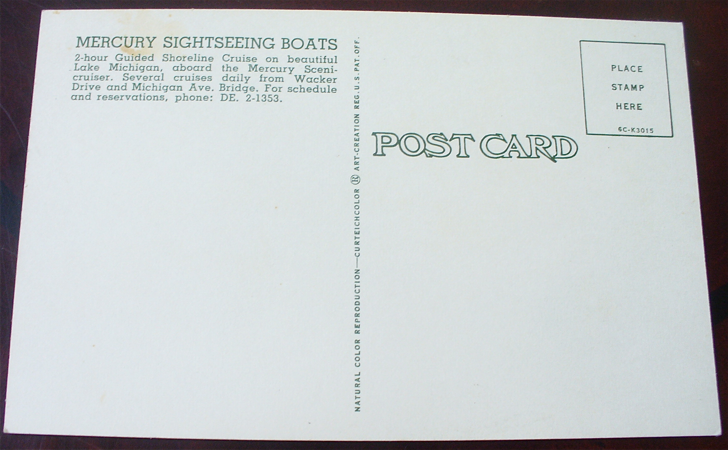 Mercury Sightseeing Boat Postcard