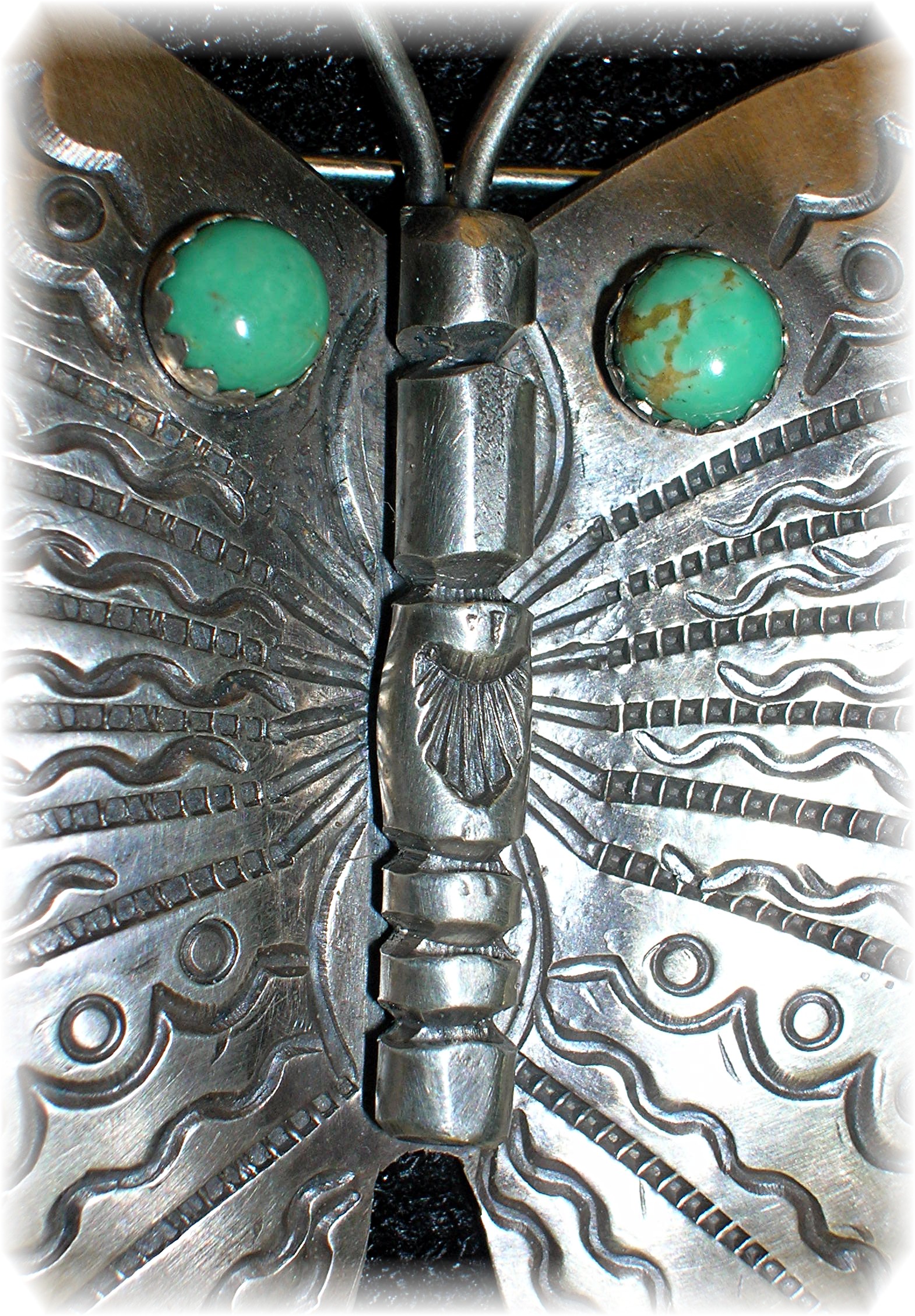 Navajo Butterfly Turquoise Sterling Silver  Brooch
