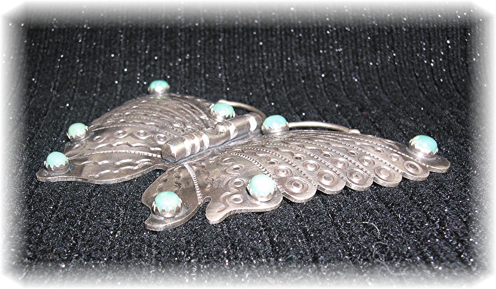 Navajo Butterfly Turquoise Sterling Silver  Brooch