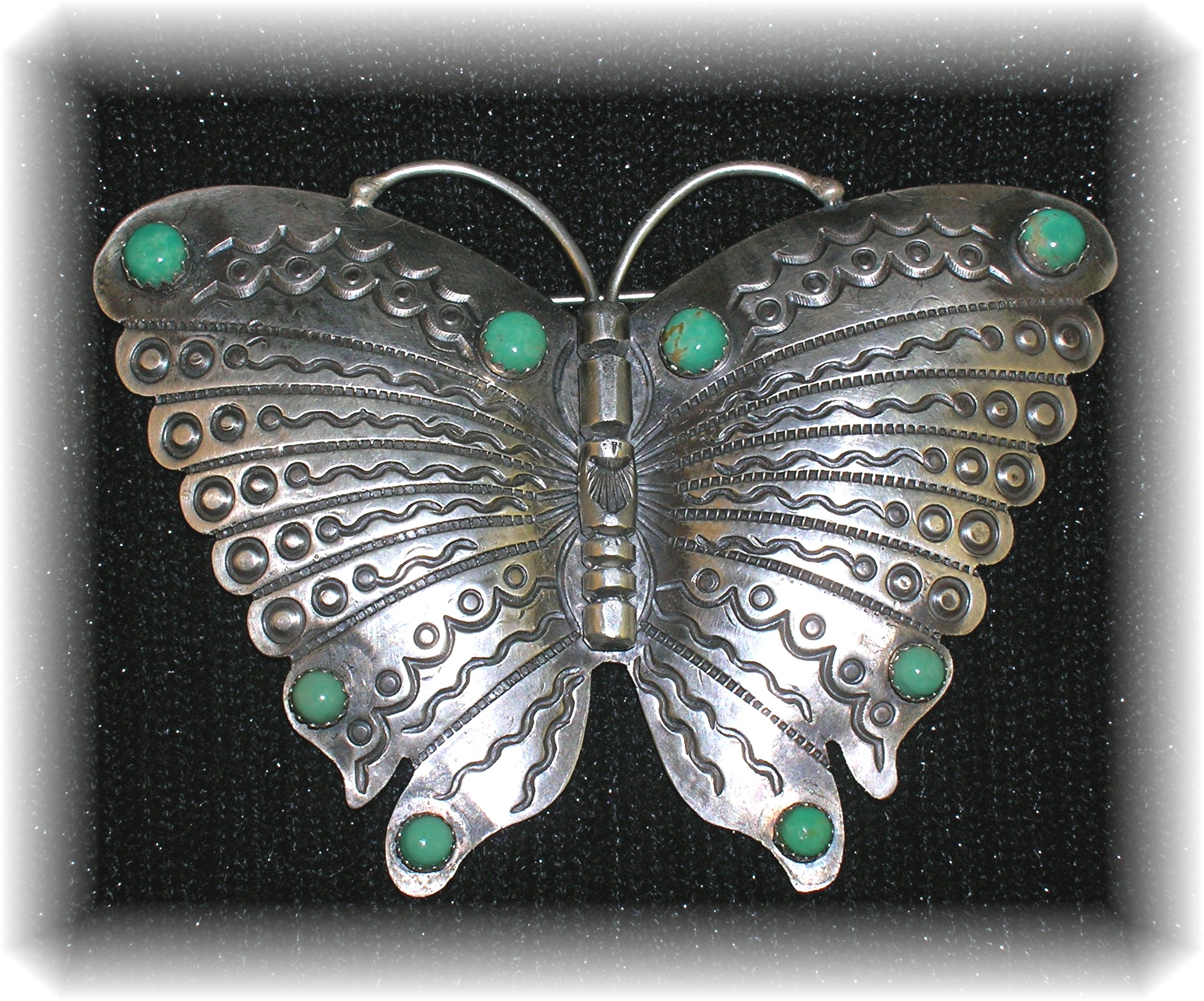Navajo Butterfly Turquoise Sterling Silver  Brooch