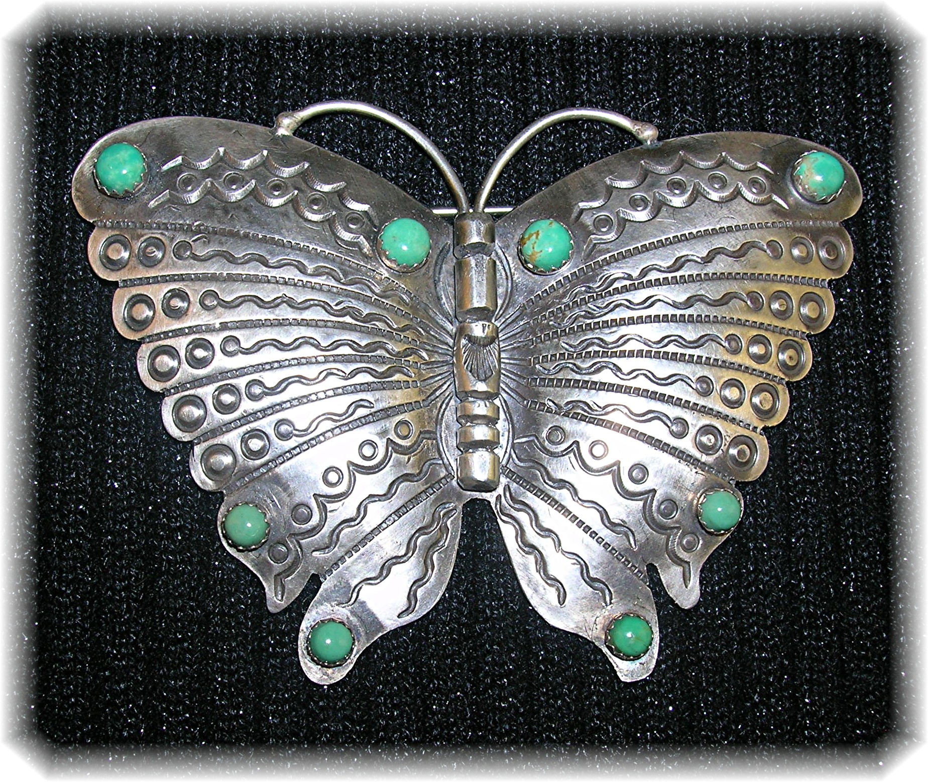 Navajo Butterfly Turquoise Sterling Silver  Brooch