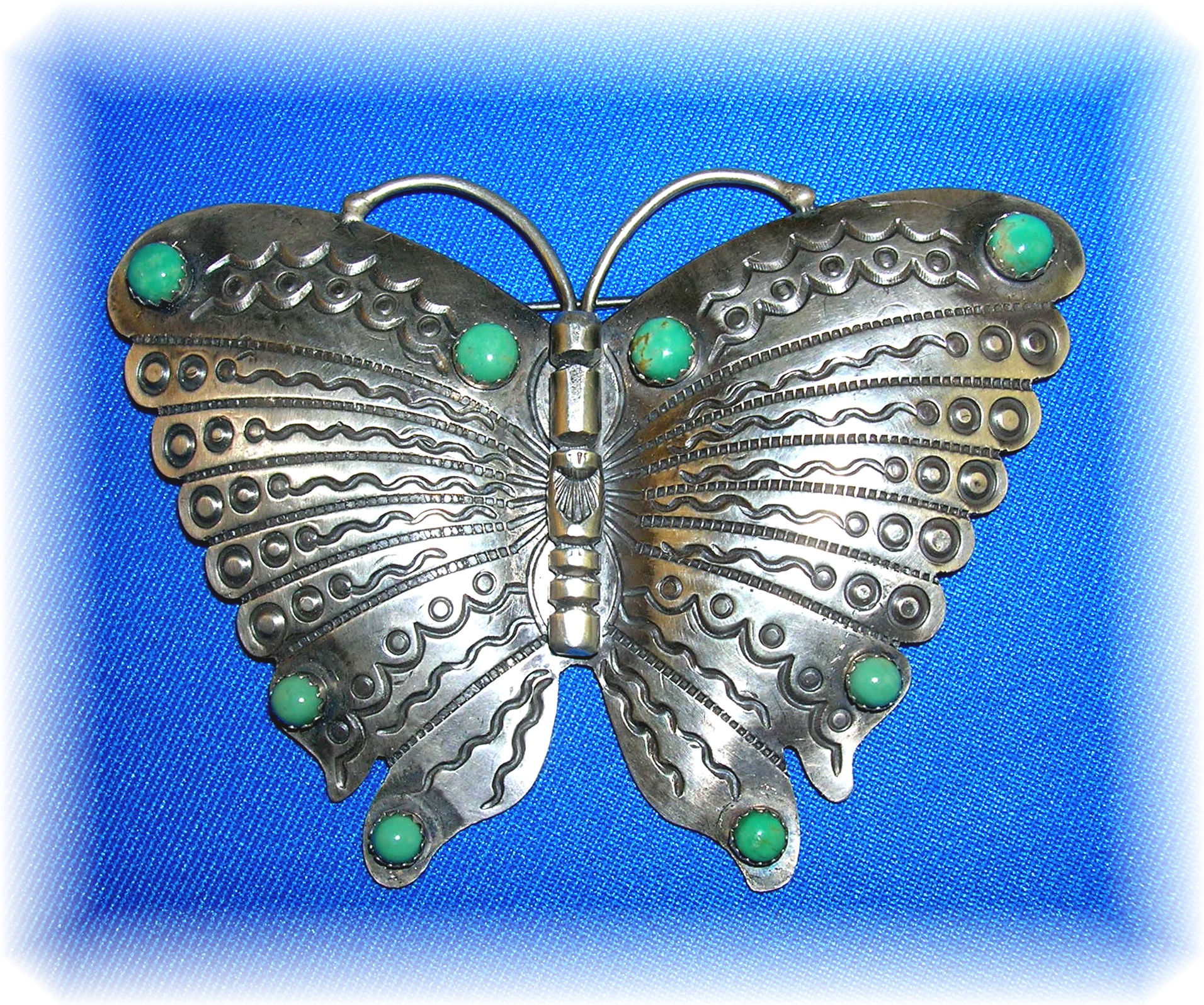 Navajo Butterfly Turquoise Sterling Silver  Brooch