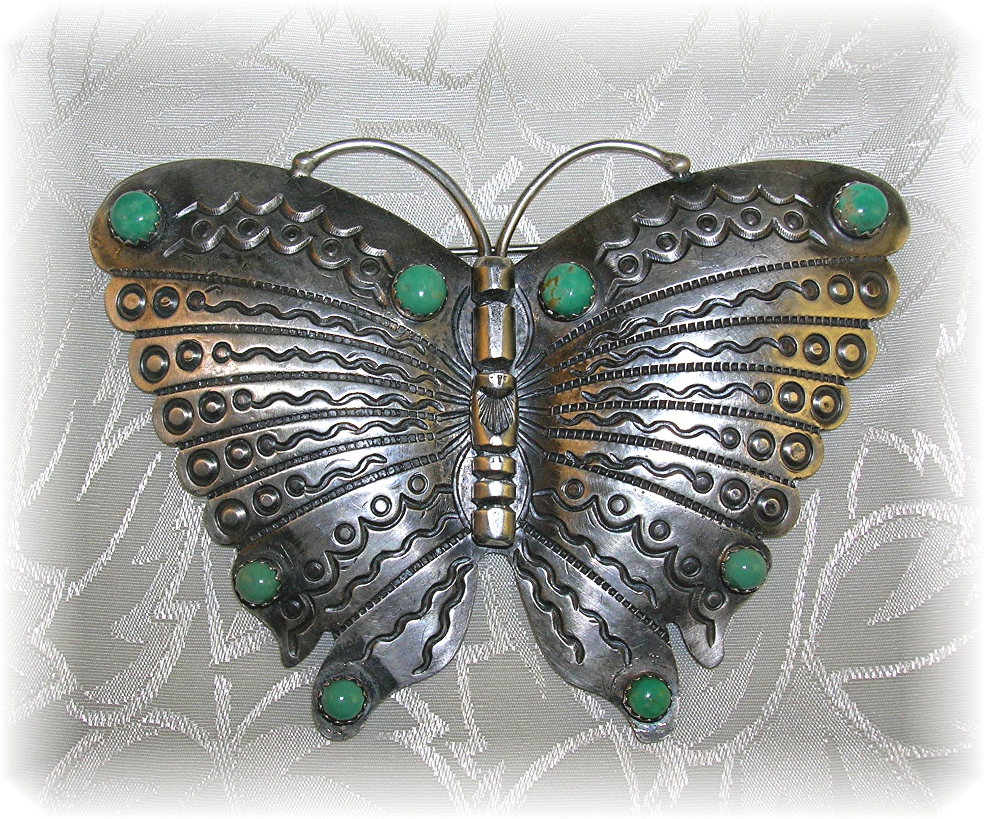 Navajo Butterfly Turquoise Sterling Silver  Brooch