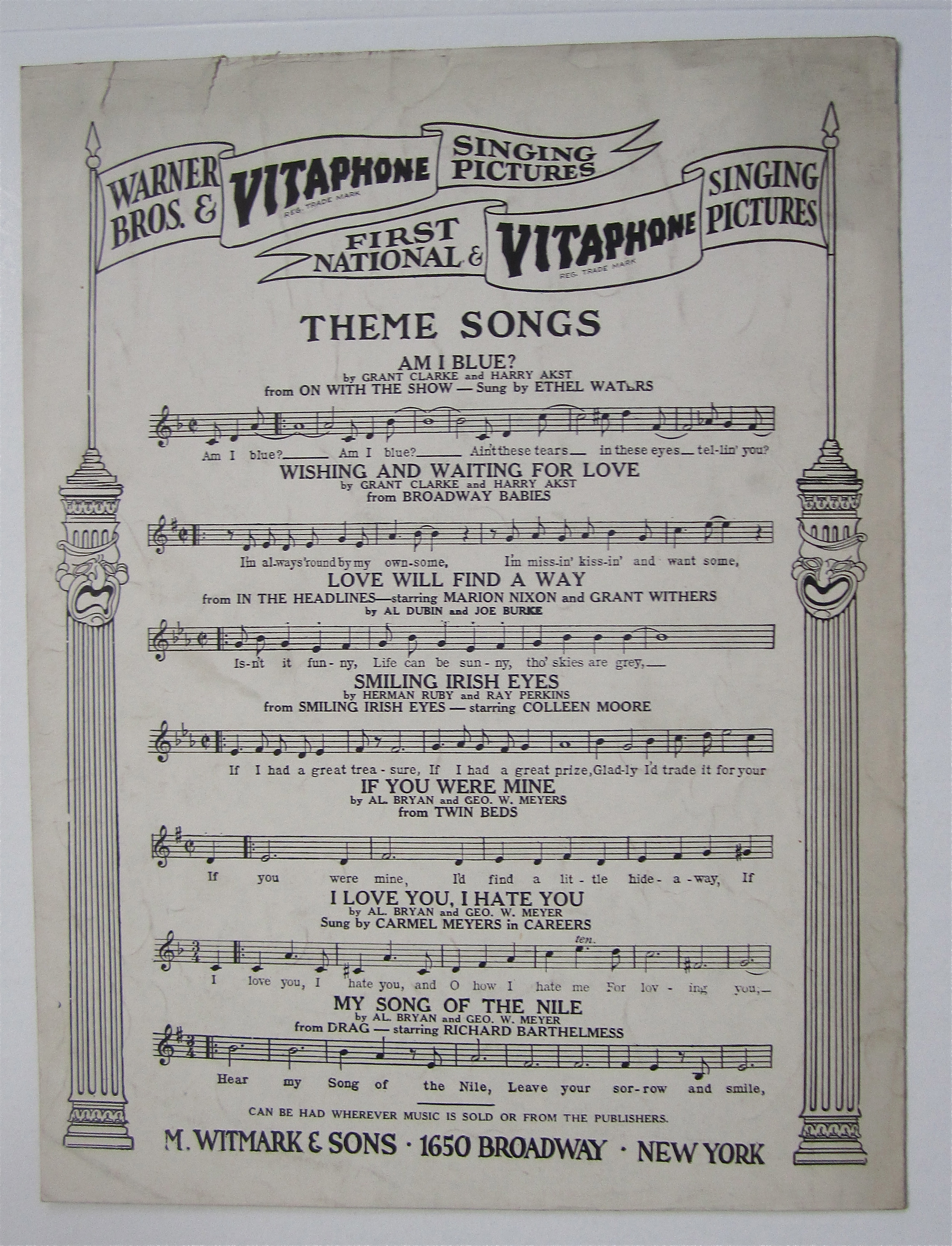 Sheet Music 1929 My Song Of The Nile