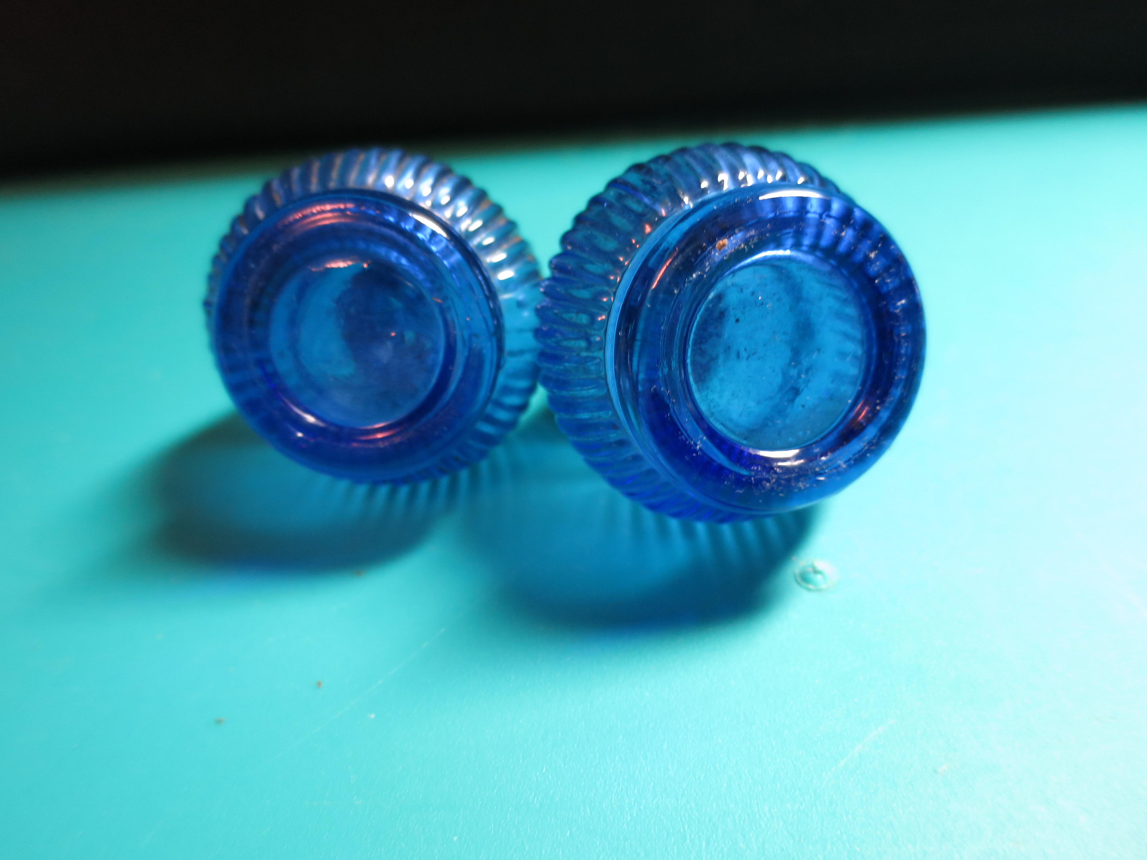 Vintage Cobalt Blue Salt and Pepper shakers ribbed