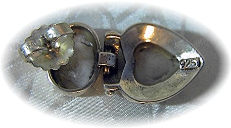 Sterling Silver Mother Marquisite Heart Post Earrings