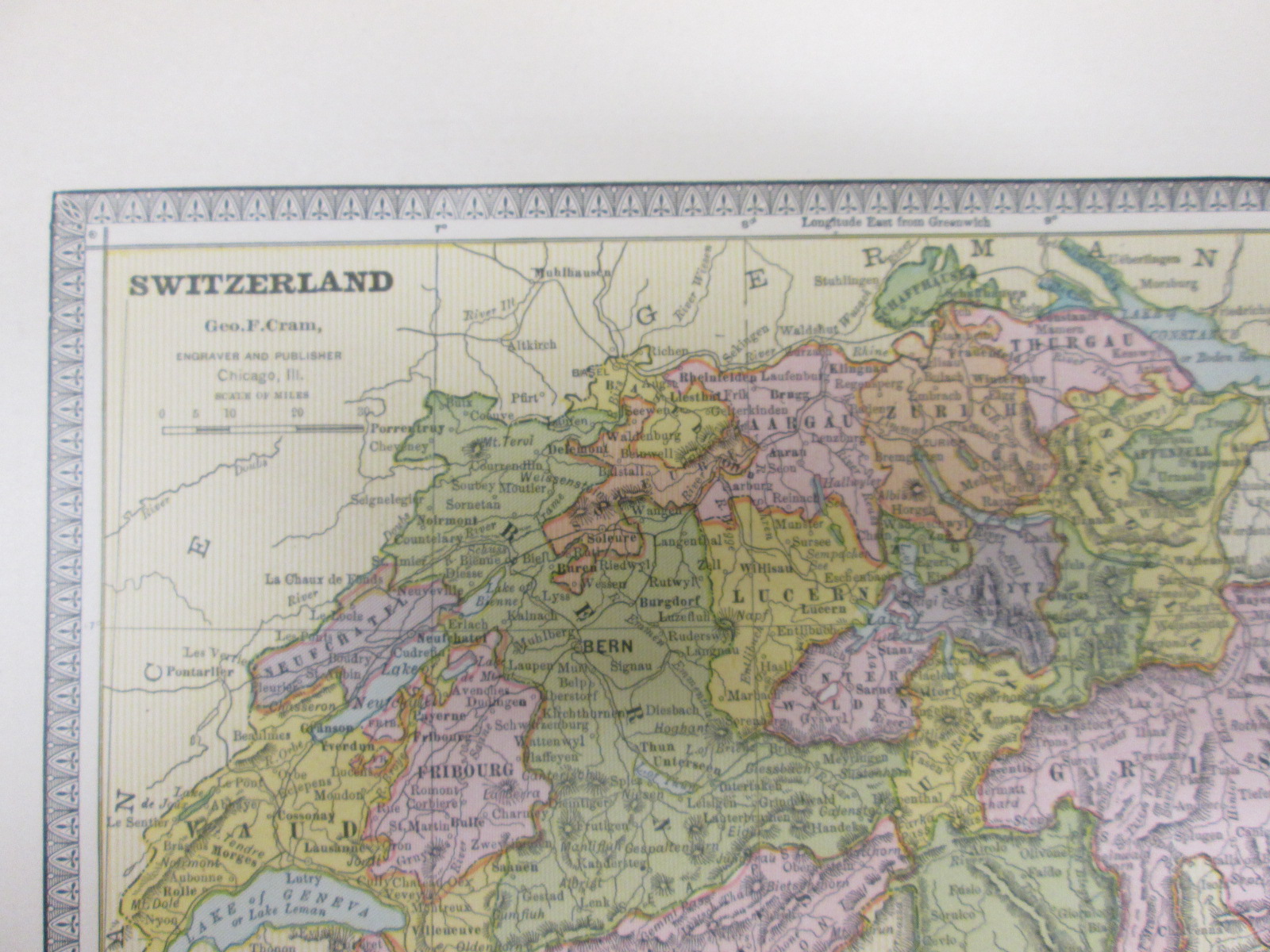 Antique Map France Switzerland Roman Empire  Crams 1883