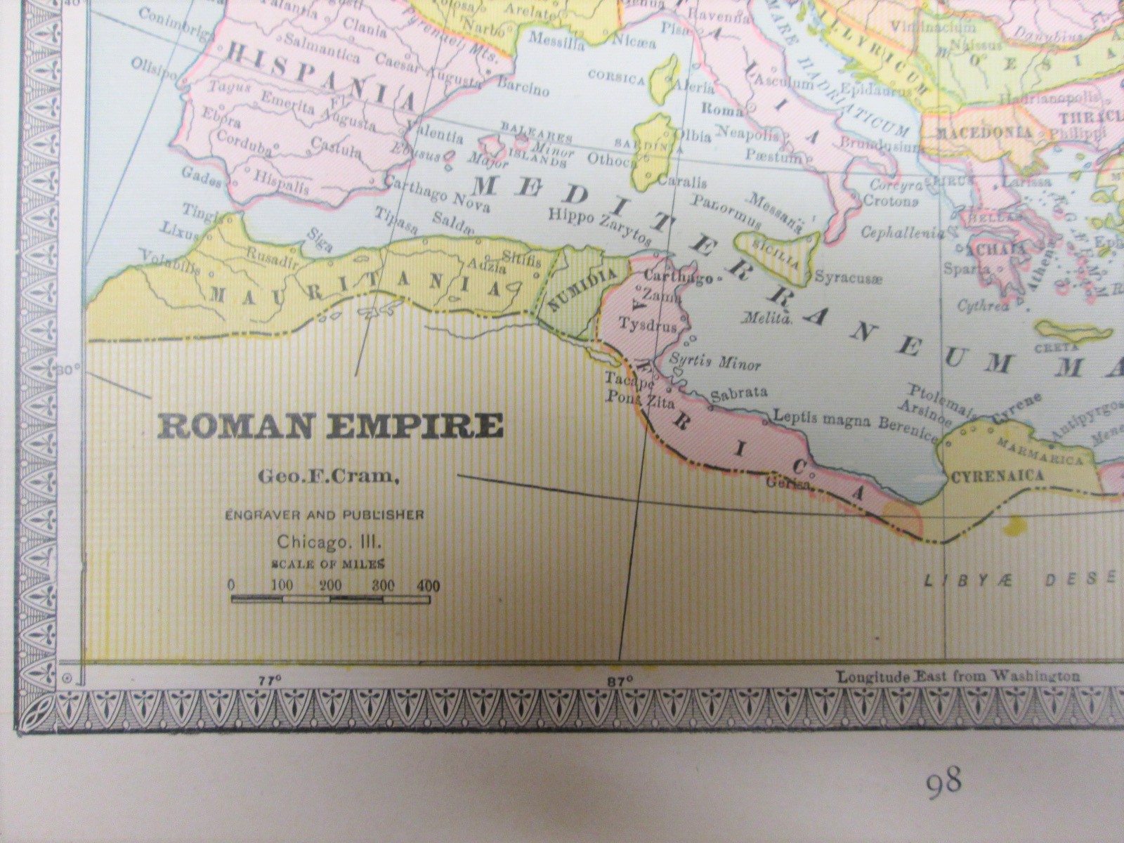 Antique Map France Switzerland Roman Empire  Crams 1883