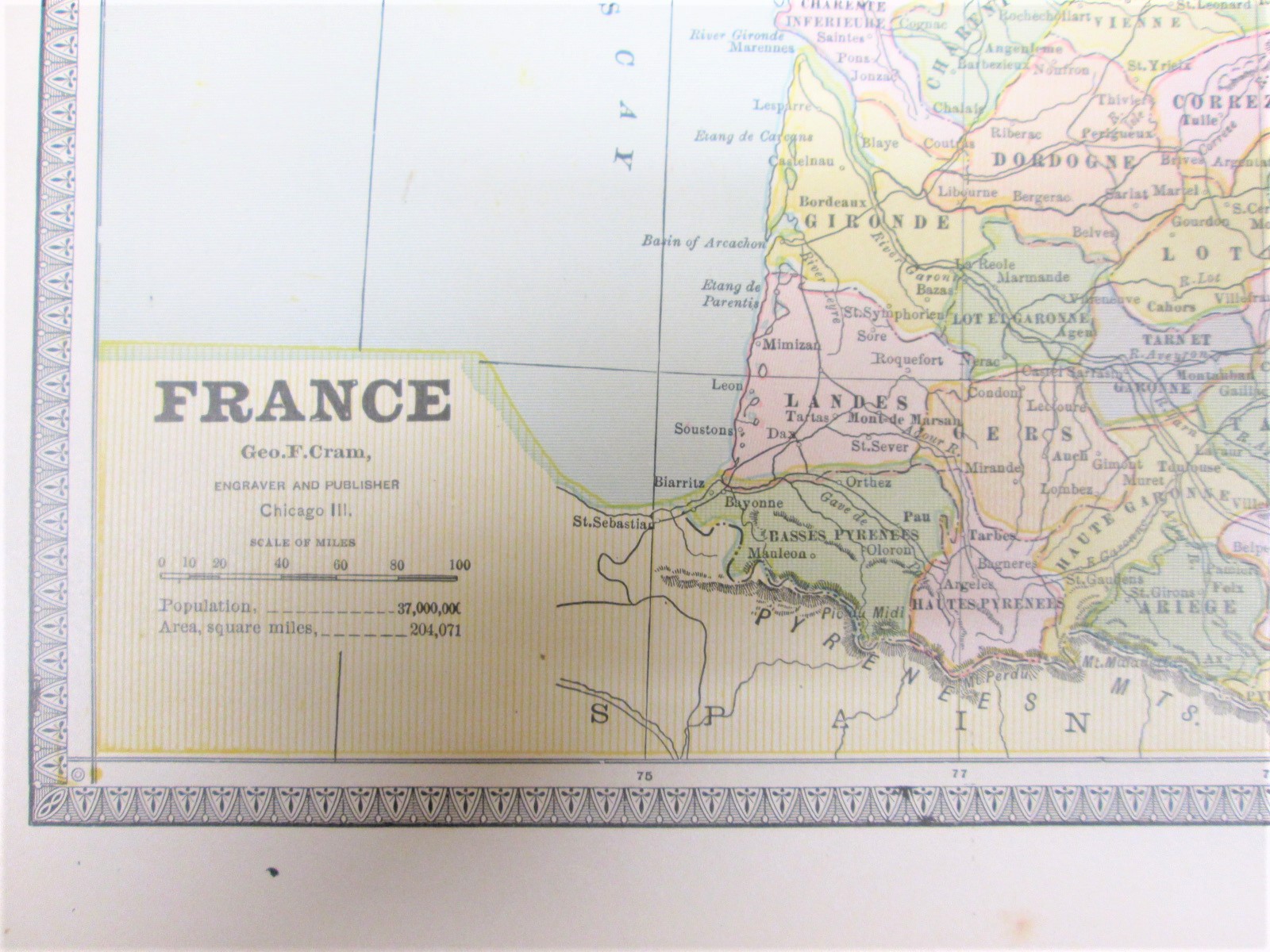 Antique Map France Switzerland Roman Empire  Crams 1883