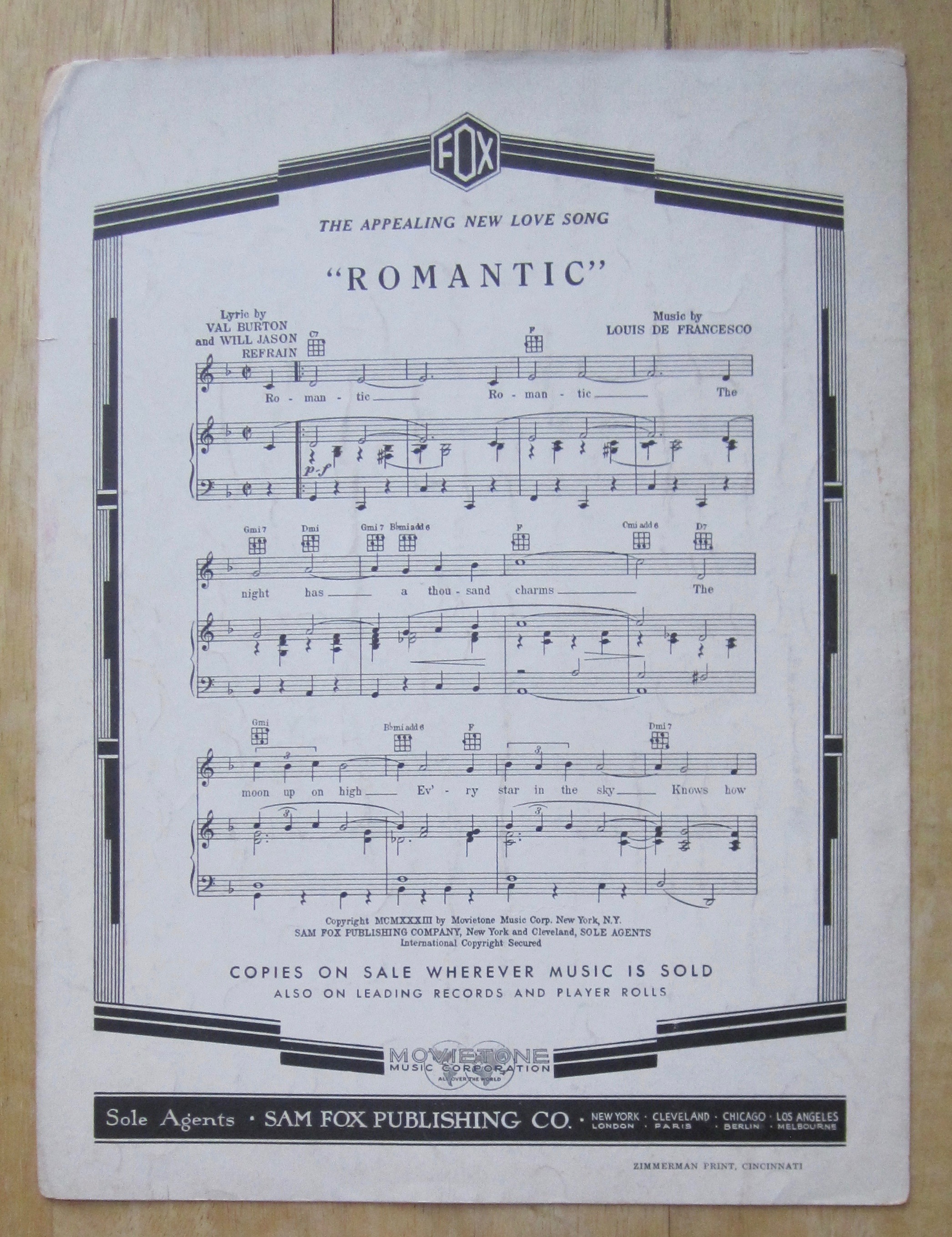 Sheet Music For 1933 Adorable with Gaynor & Garat Cover