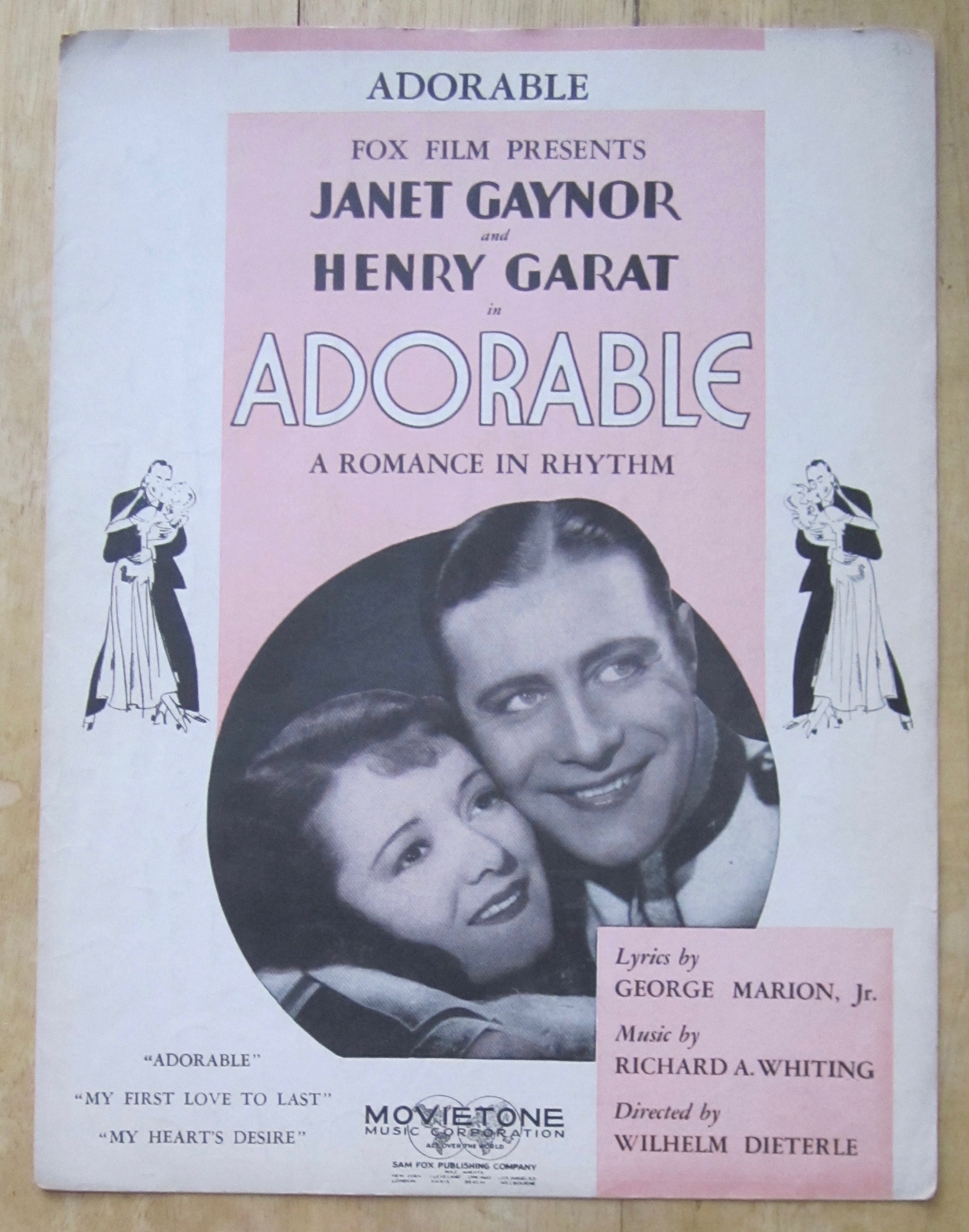 Sheet Music For 1933 Adorable with Gaynor & Garat Cover